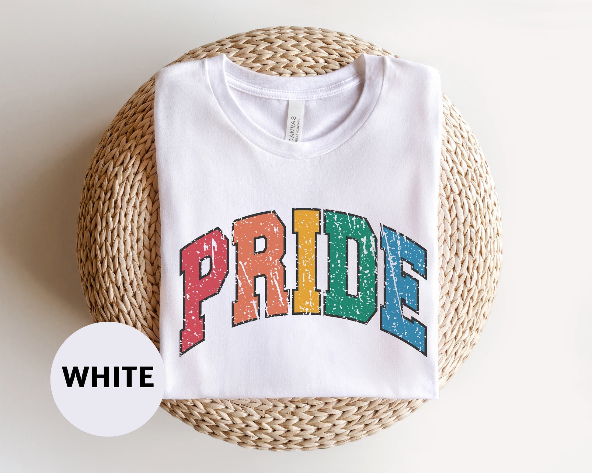 a white t - shirt with the word pride printed on it