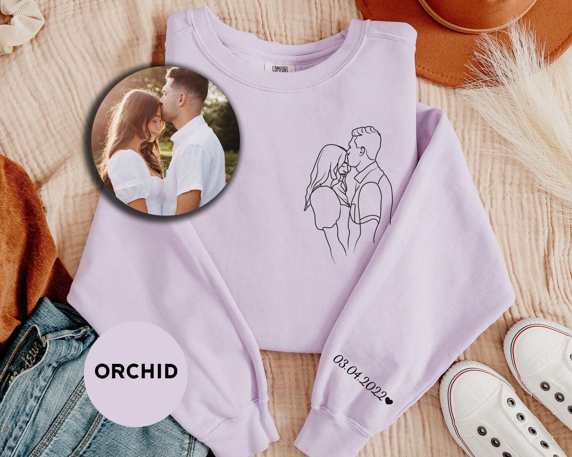 a picture of a man and a woman on a sweater