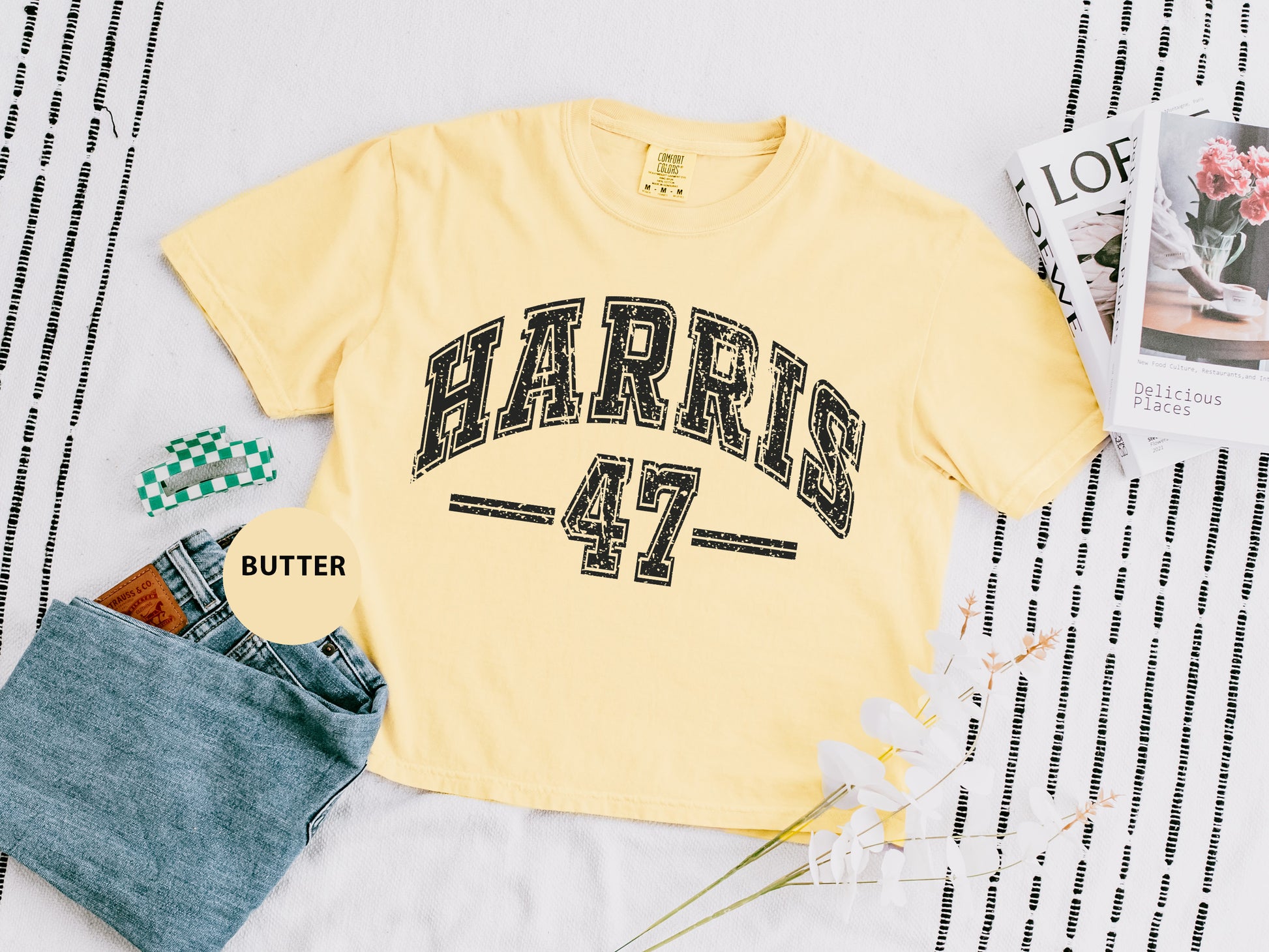 a yellow shirt with the word harris 47 on it