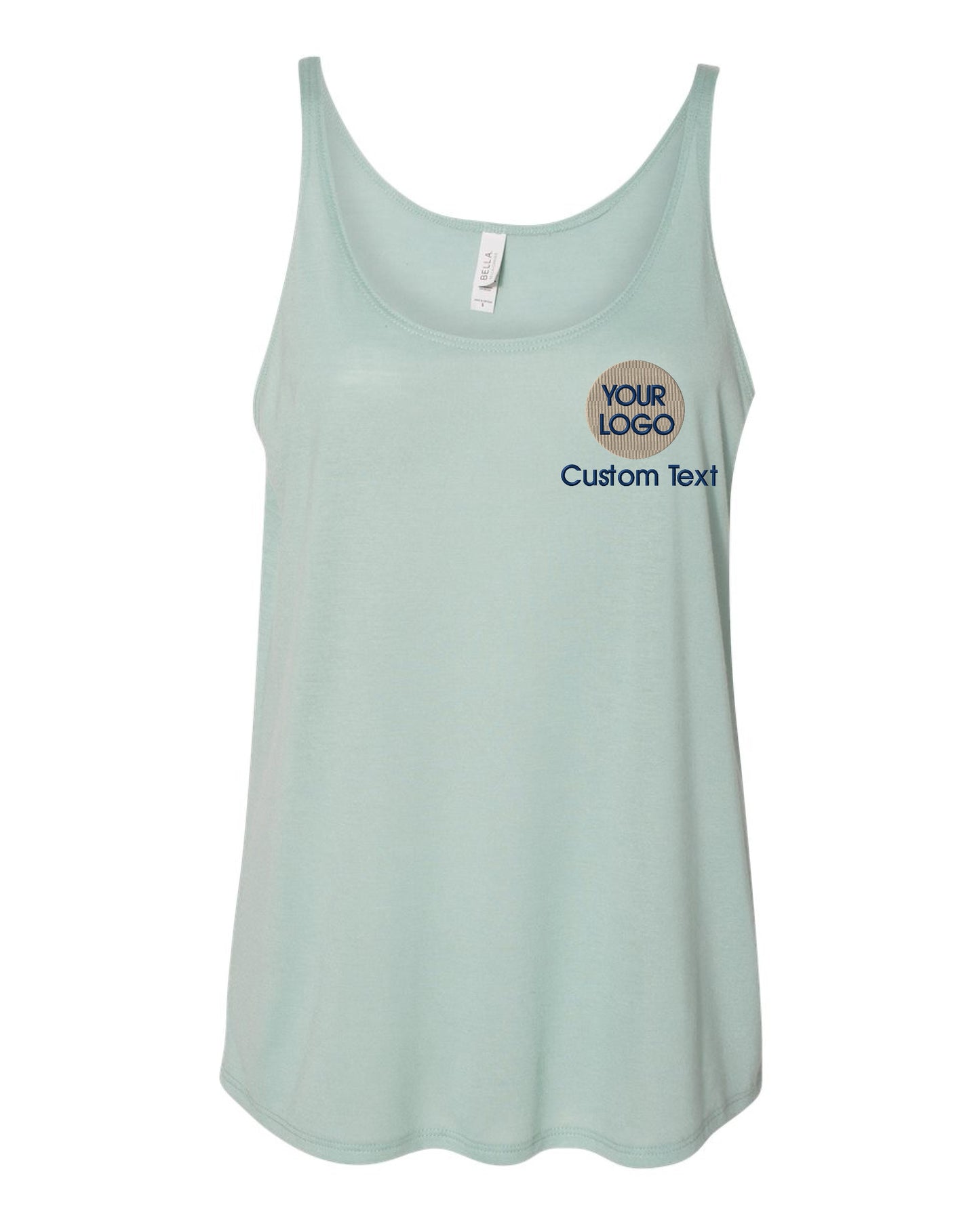 a women's tank top with the words custom text on it