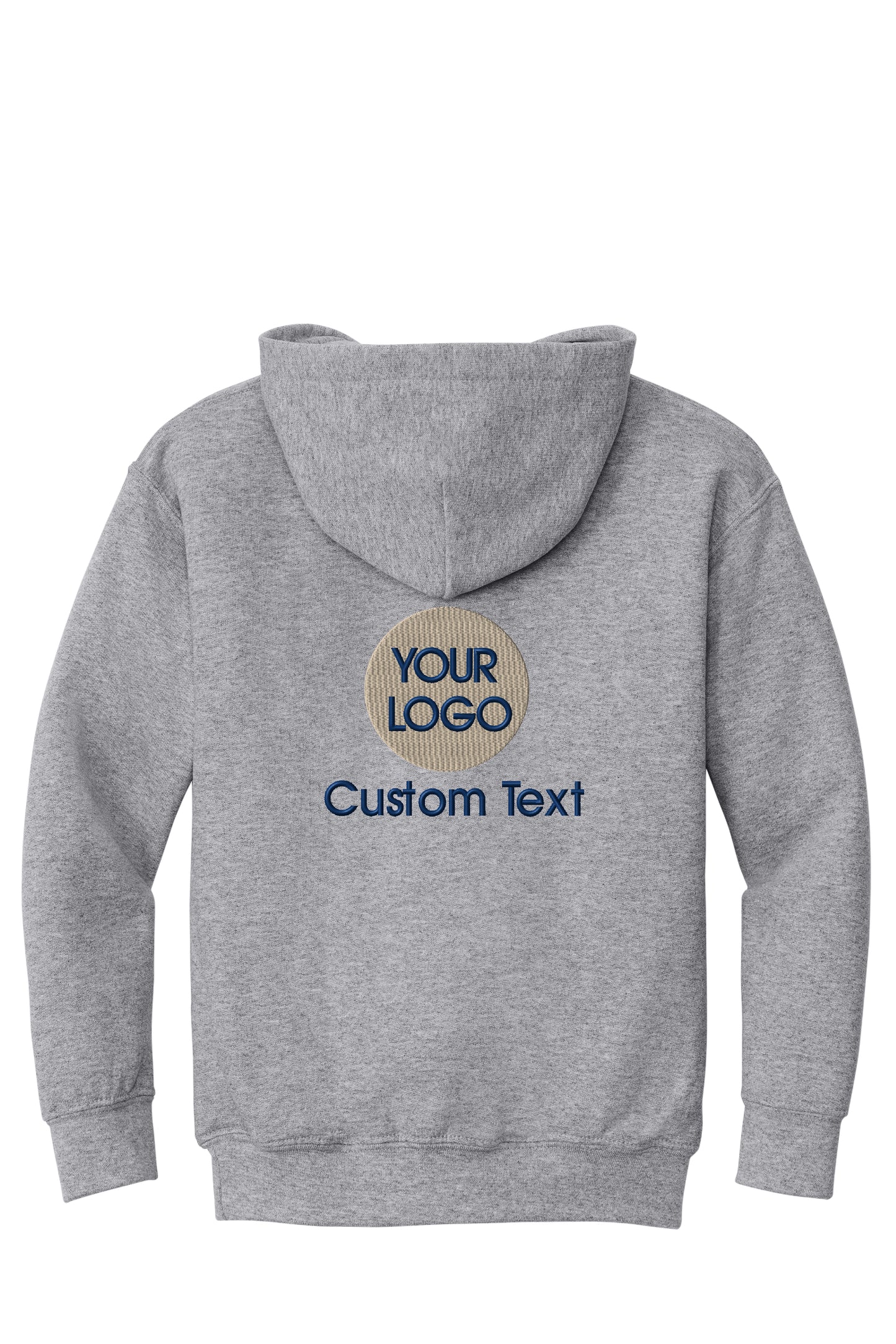 a gray hoodie with the words custom text on it