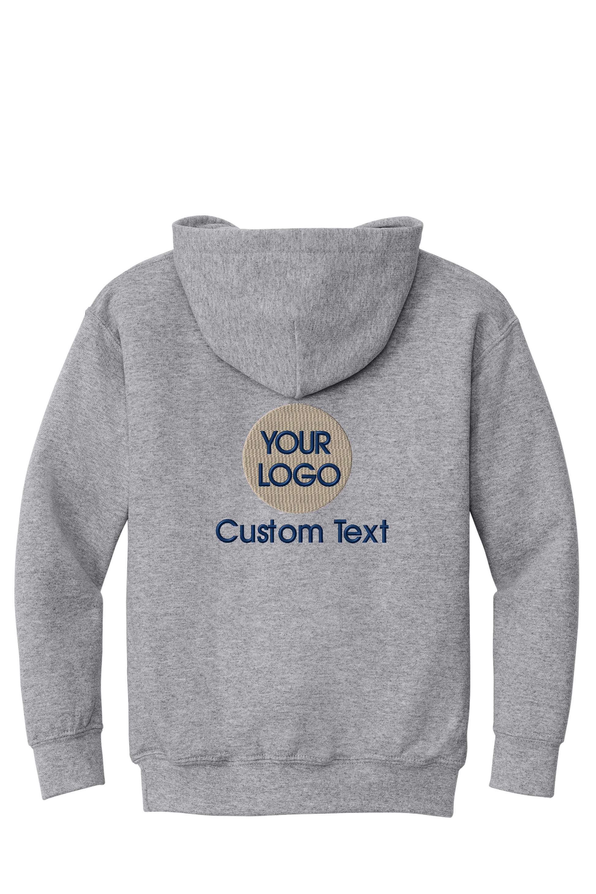 a gray hoodie with the words custom text on it