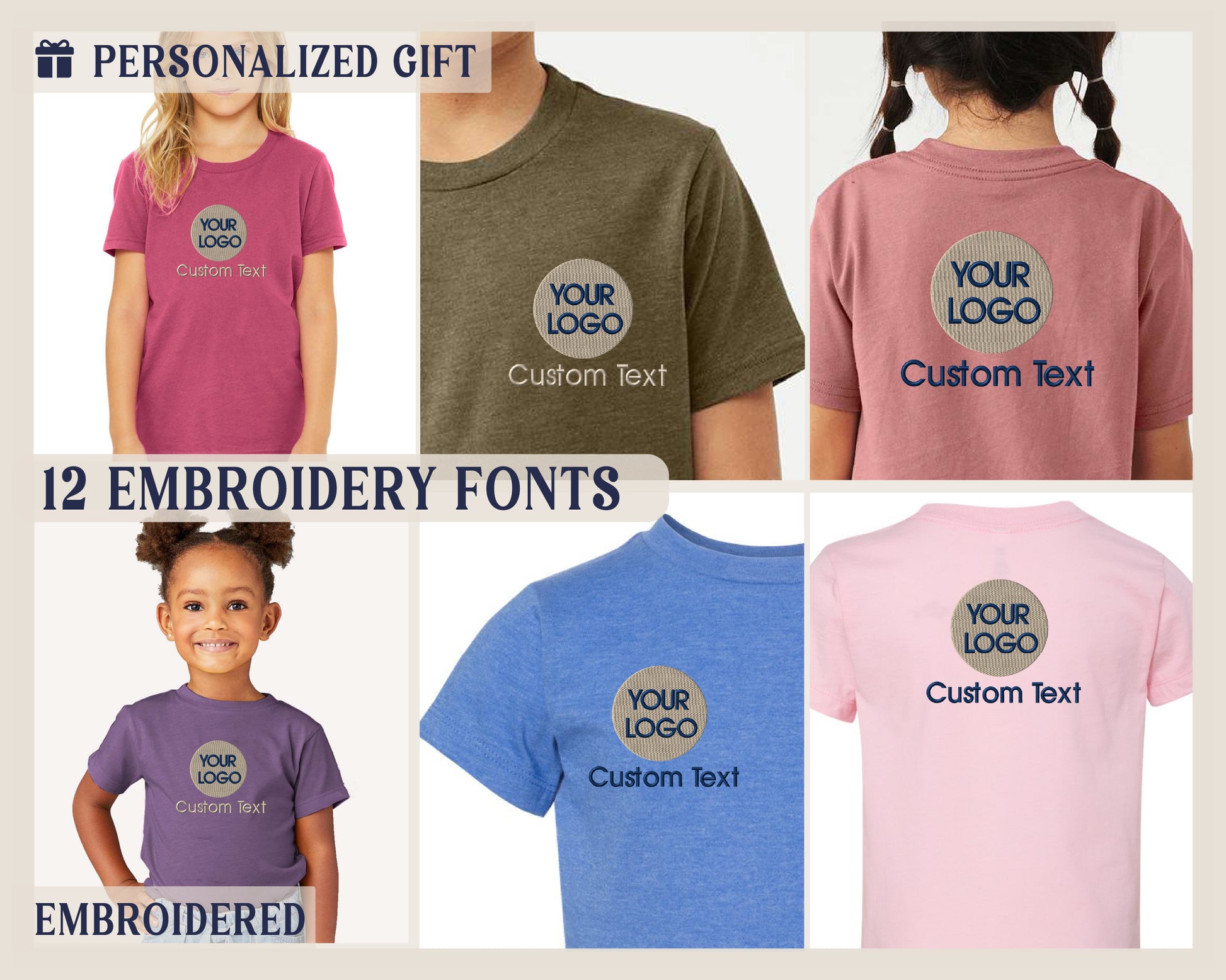 a group of children's personalized t - shirts