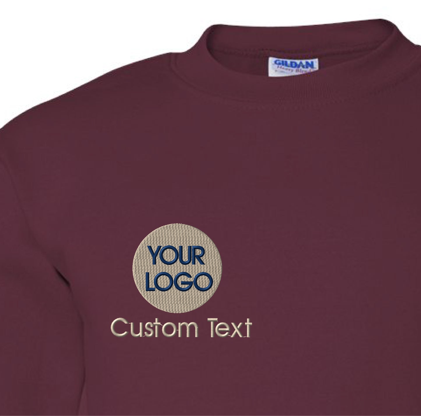 a maroon t - shirt with the words your logo on it