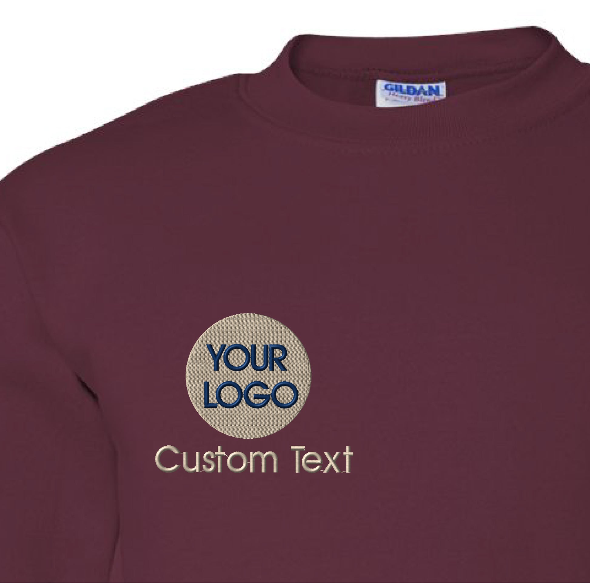 a maroon t - shirt with the words your logo on it