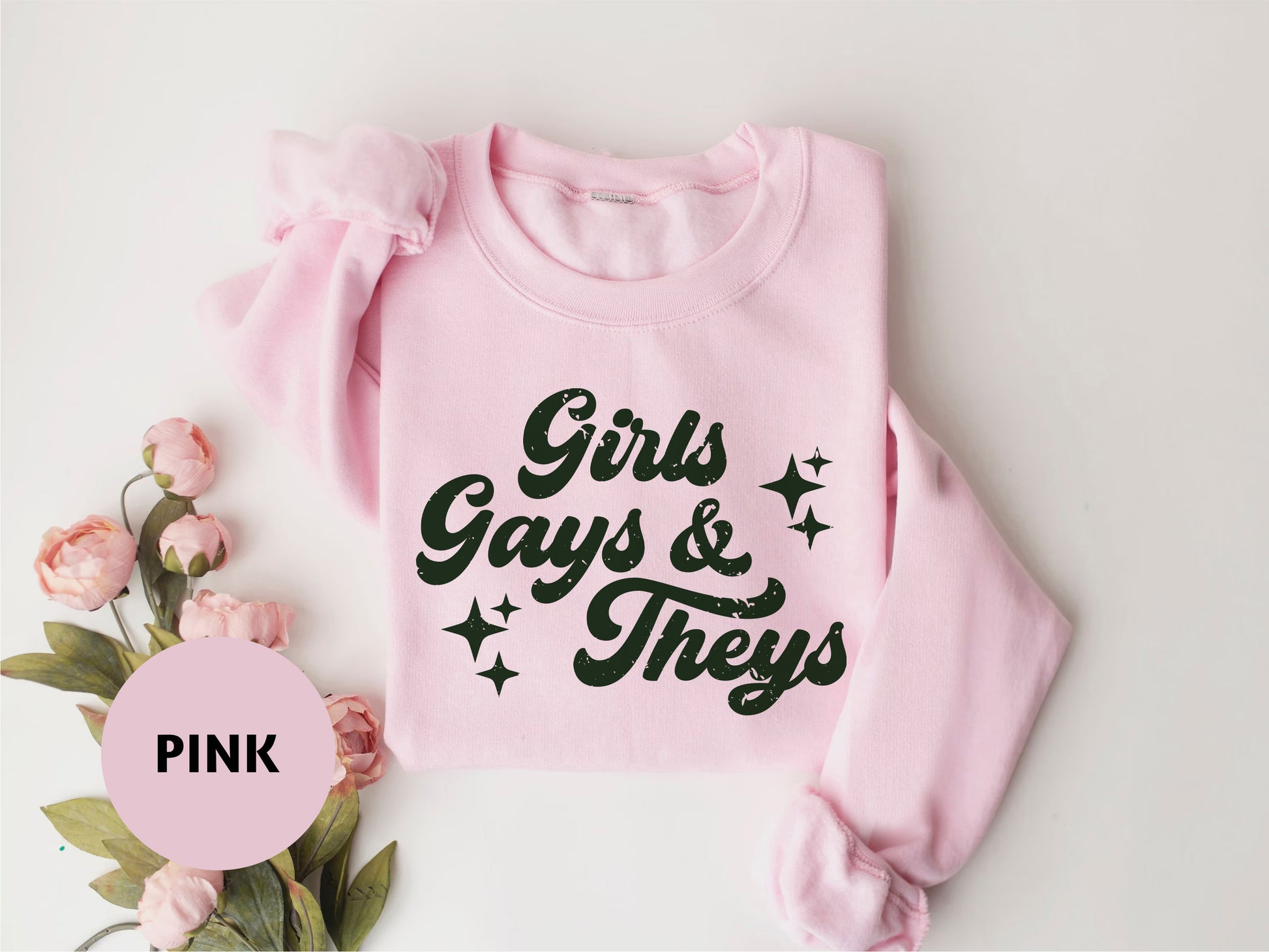 a pink shirt with the words girls, guys and they's on it