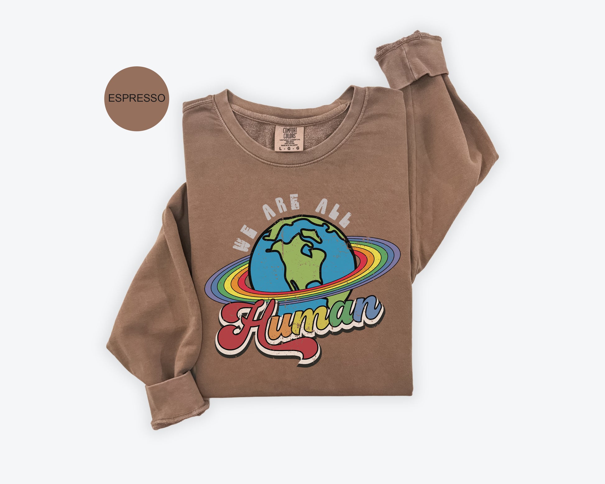 a brown shirt with a picture of the earth on it