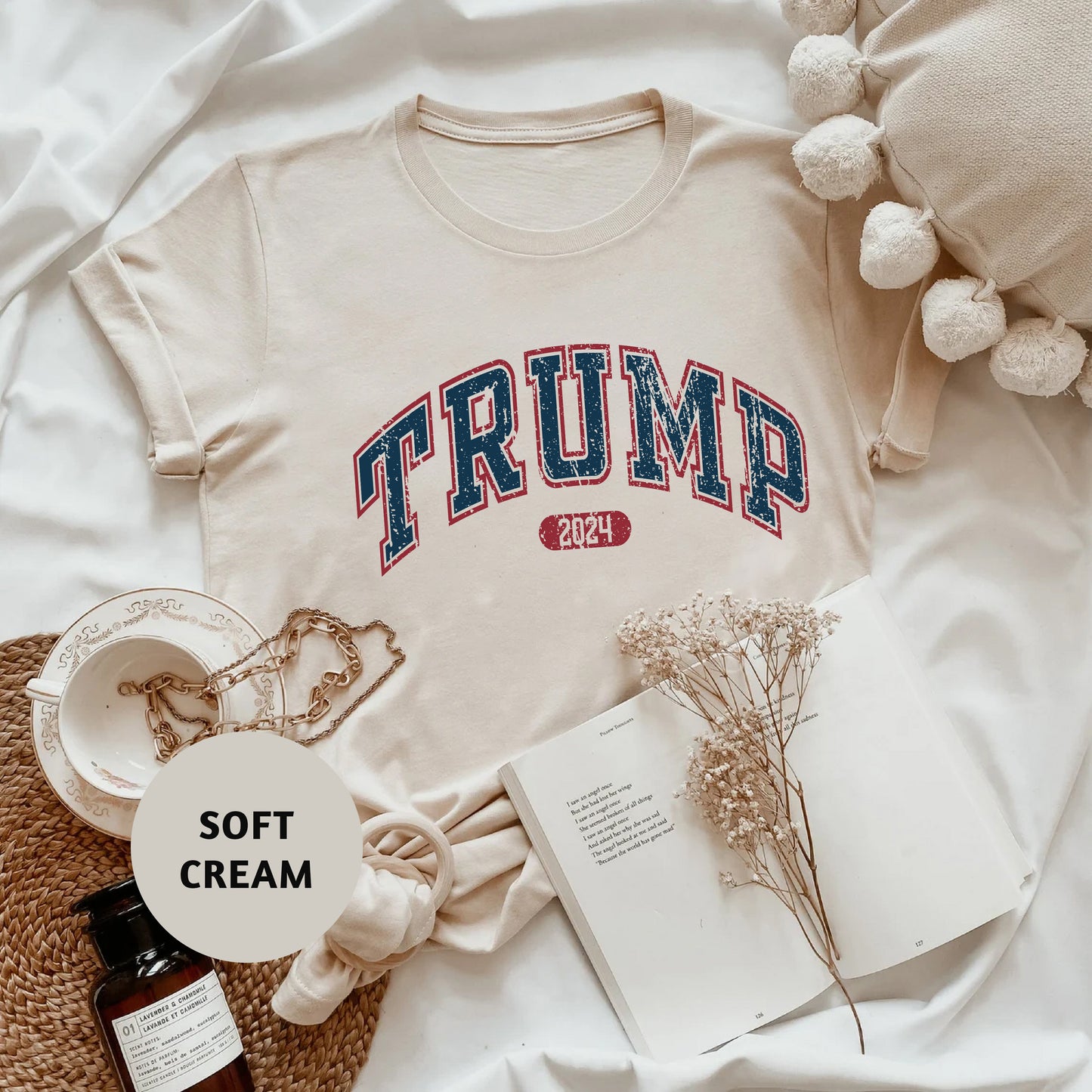 a white t - shirt with the word trump printed on it