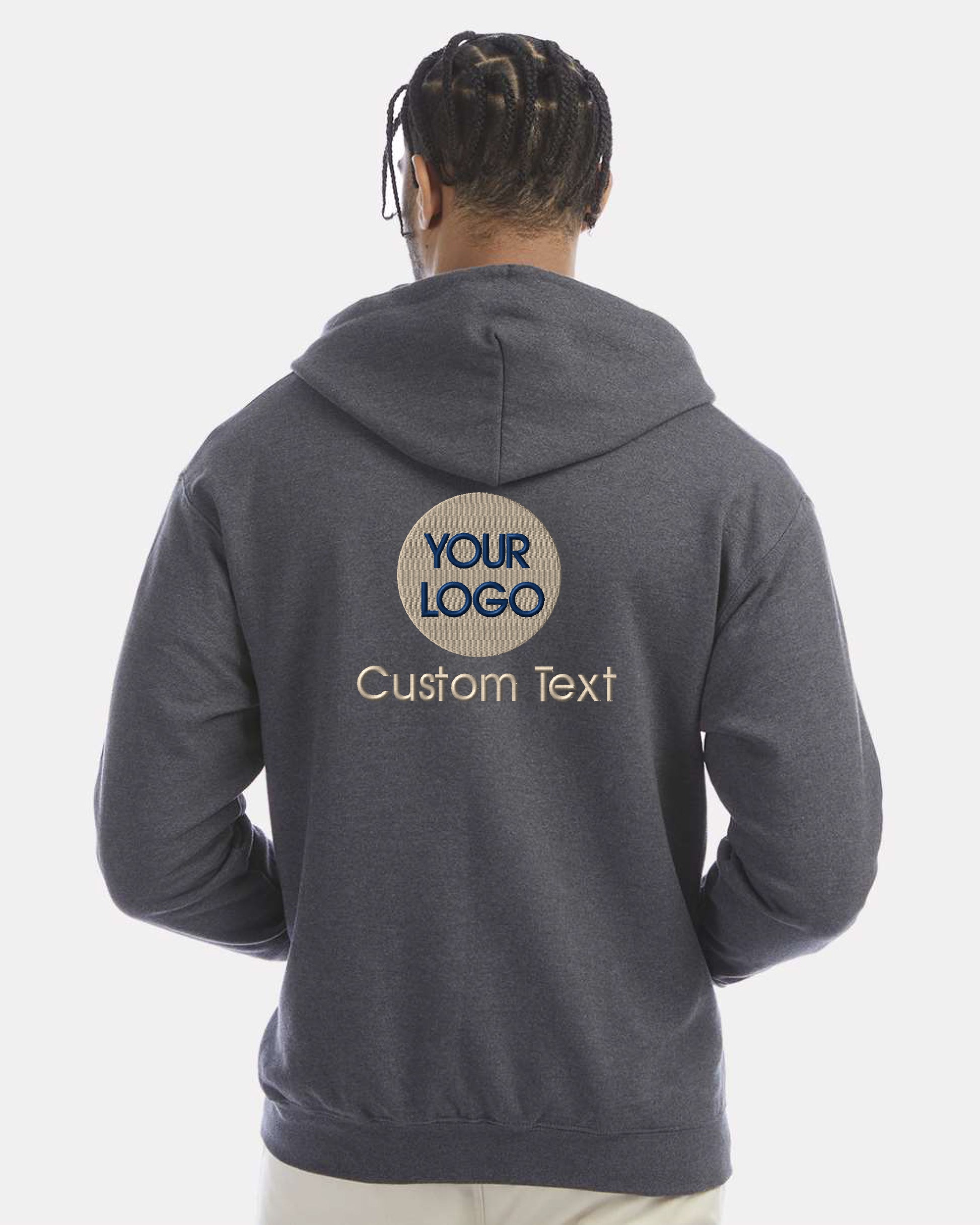 a man with dreadlocks wearing a gray hoodie