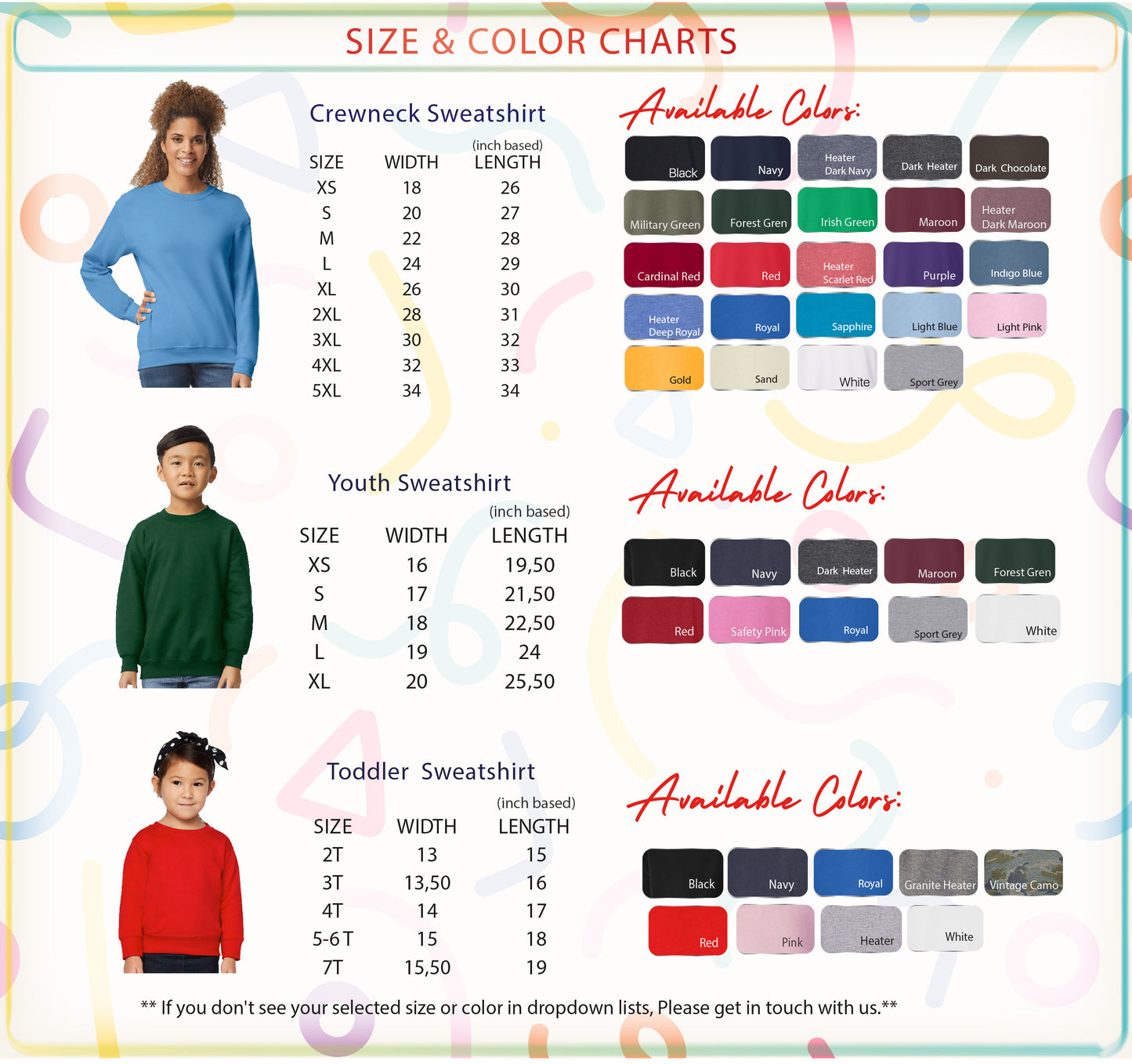 a women's size chart for a sweater