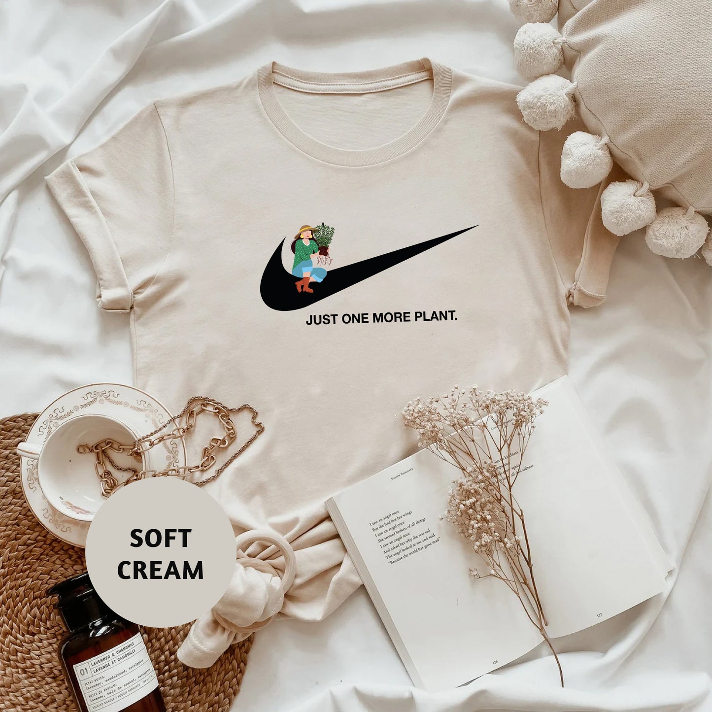 a white shirt with a black nike logo on it