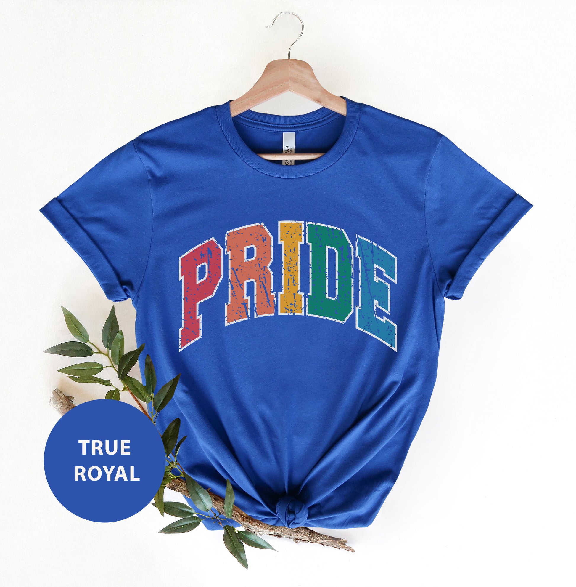 a blue t - shirt with the word pride on it