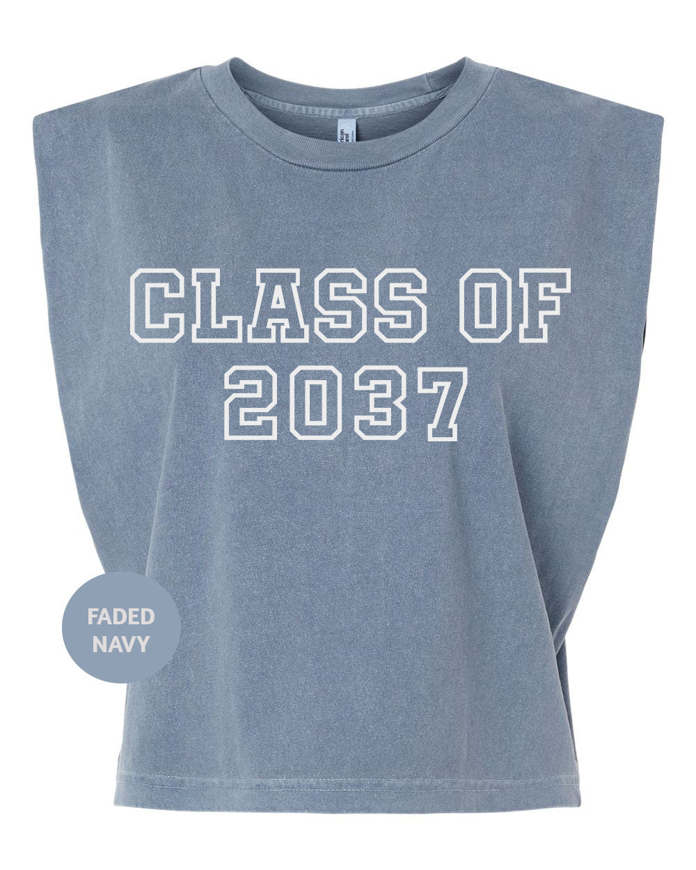 a blue shirt with the class of 202 printed on it