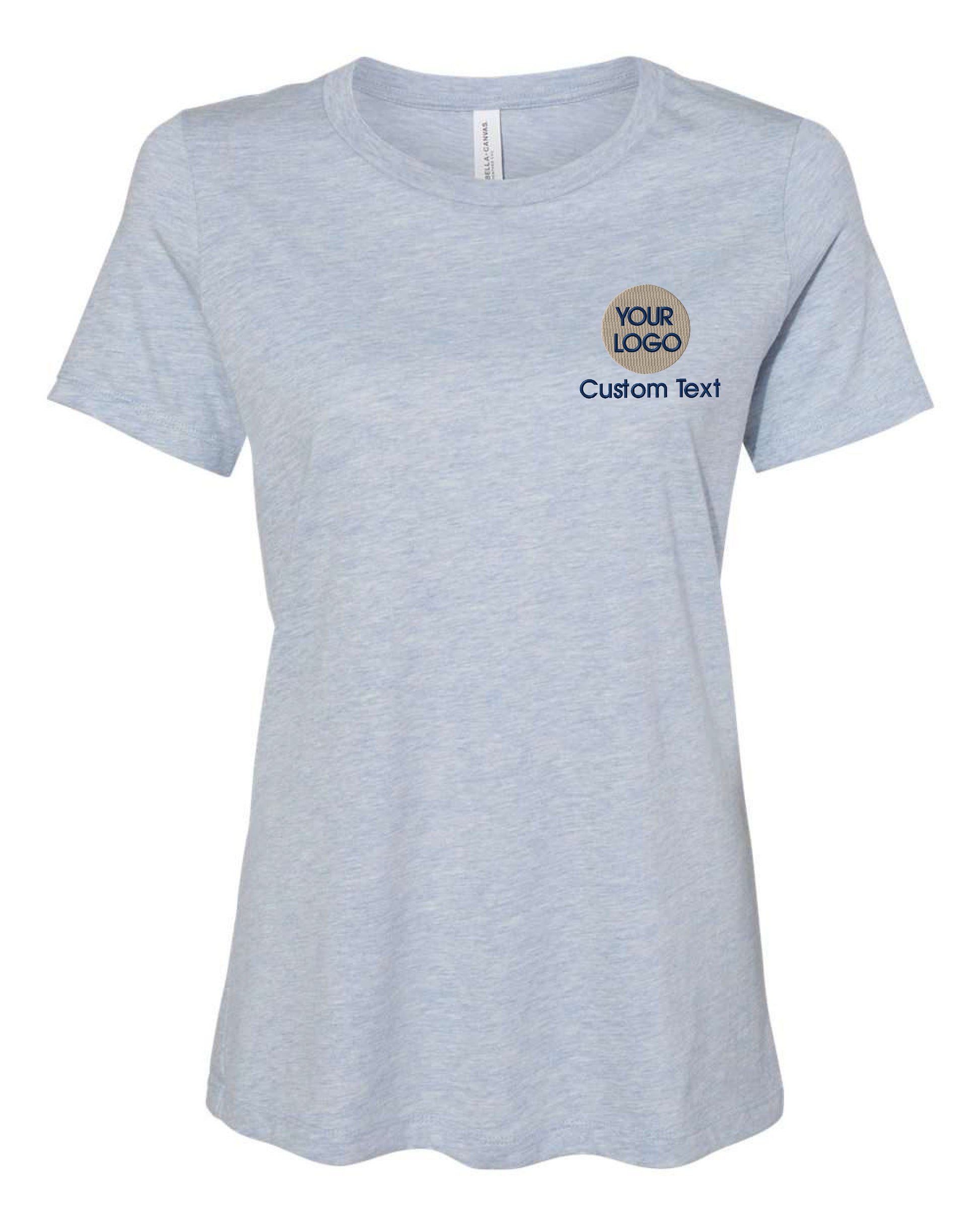 a women's t - shirt with the words custom text on it