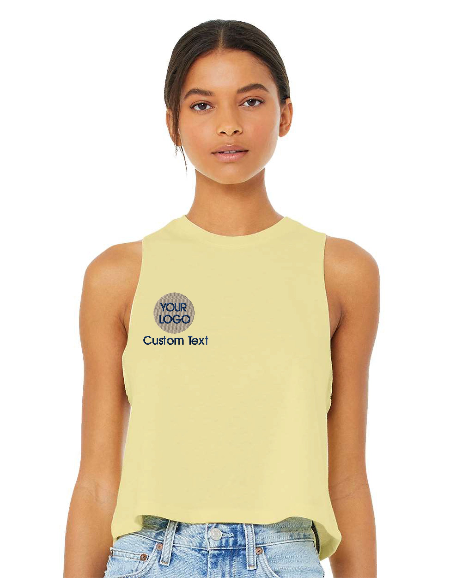 a woman wearing a yellow crop top