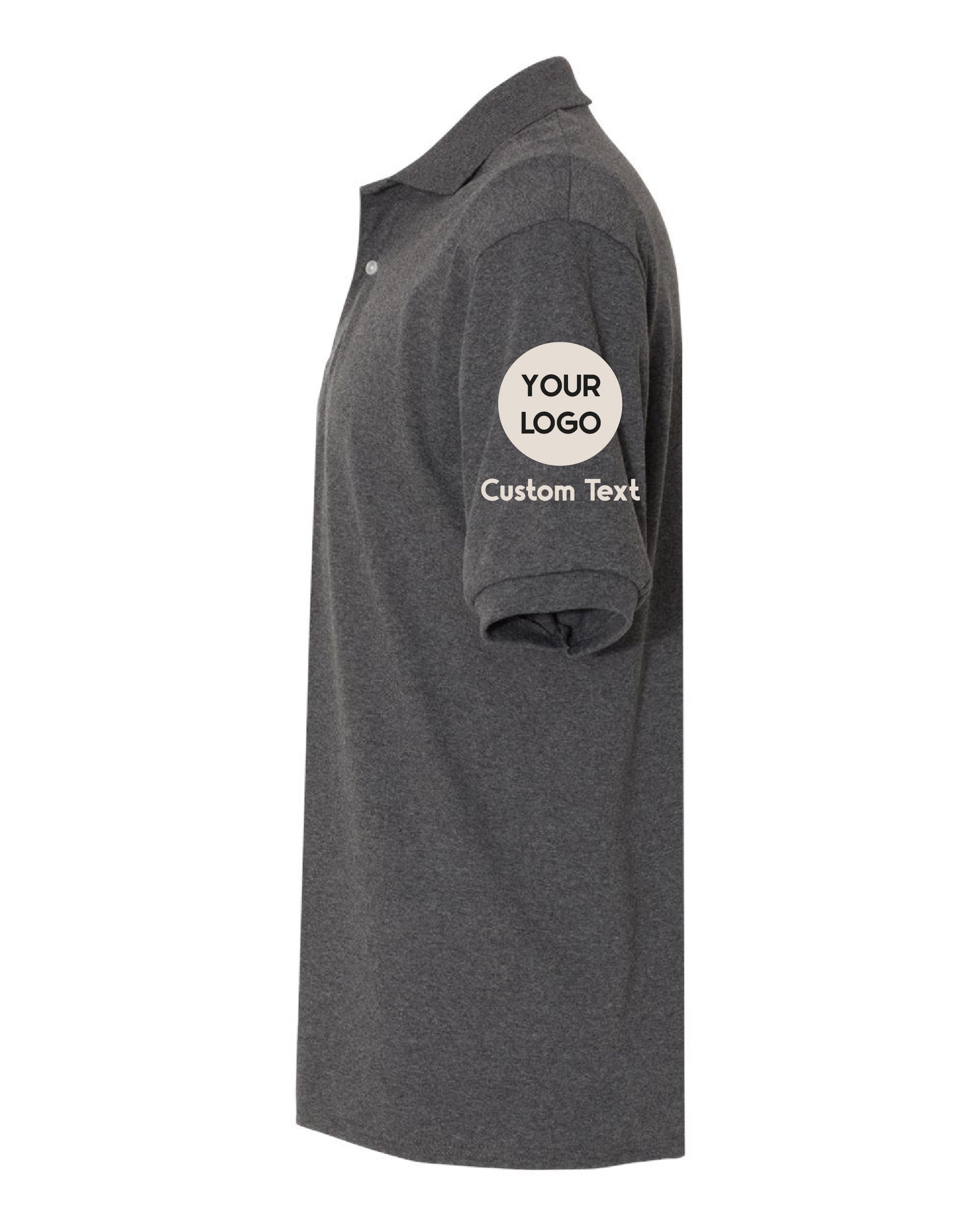 a gray shirt with a white logo on it