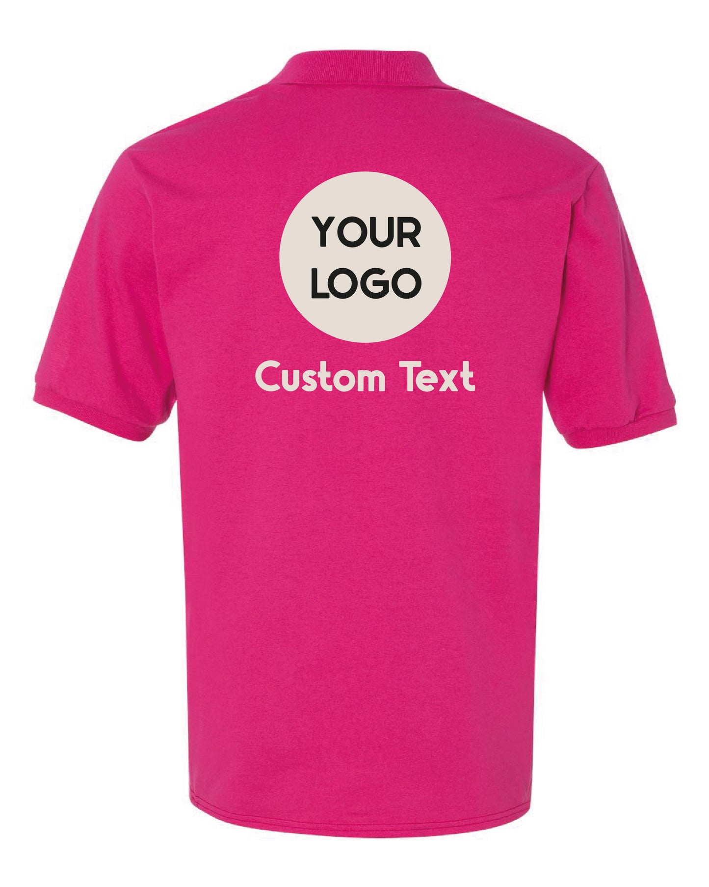 a pink shirt with a white circle on it