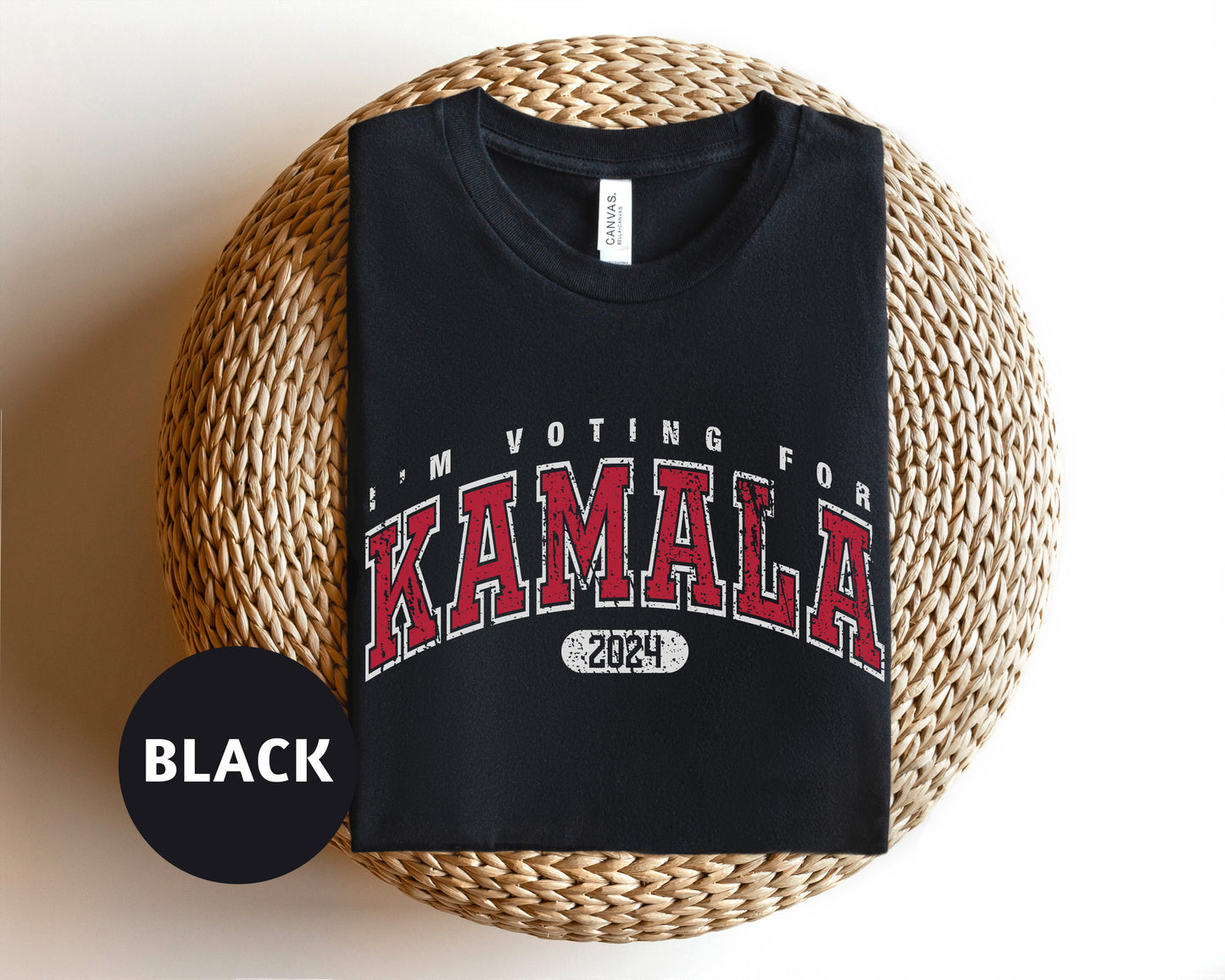 a black t - shirt with the words i'm voting for kaamala