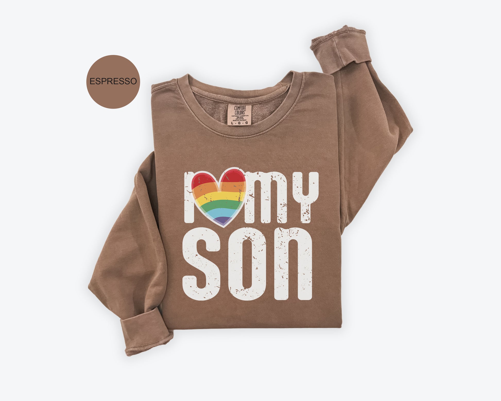 a brown shirt that says i love my son