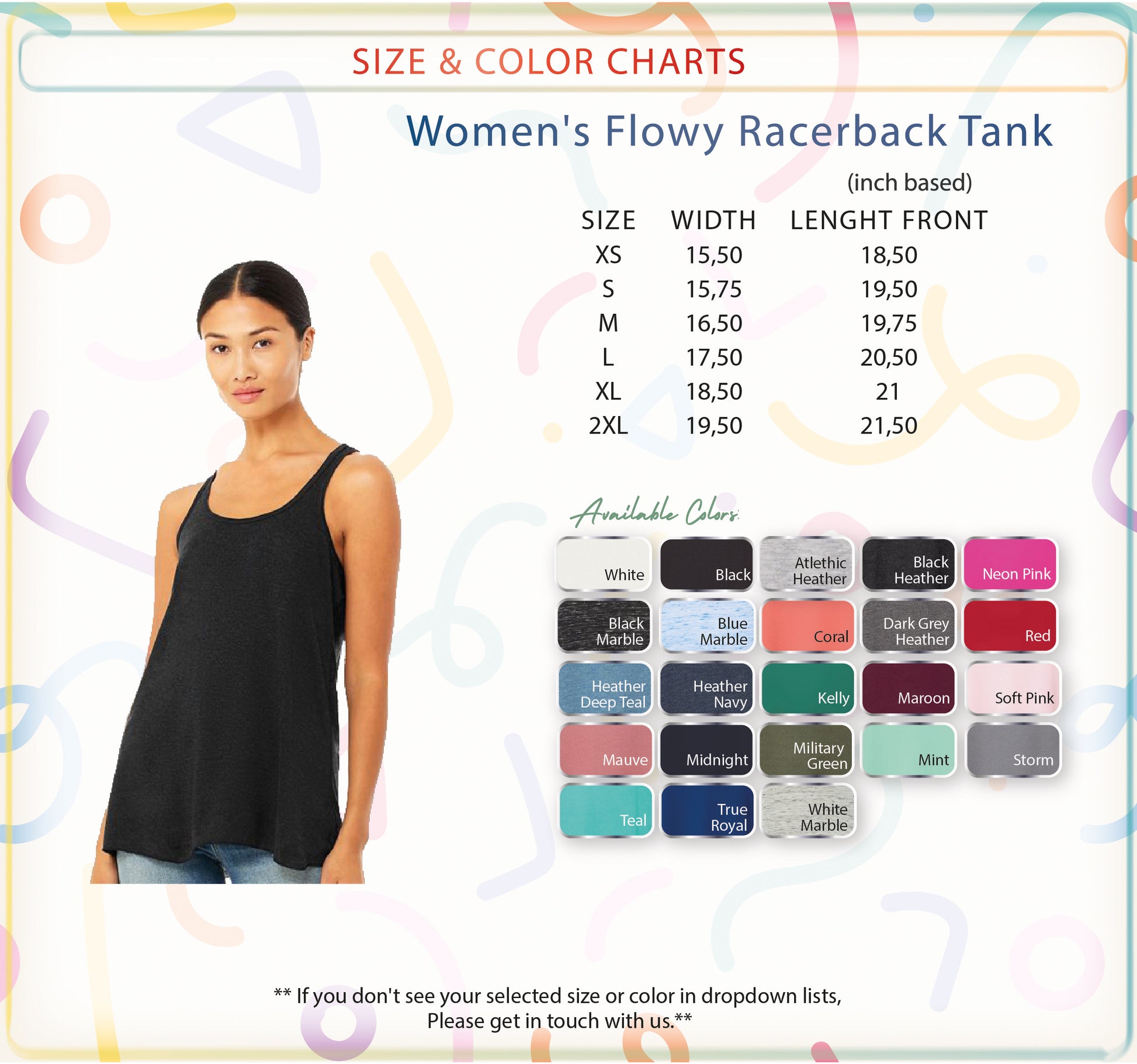 a women's flow racerback tank top in various colors