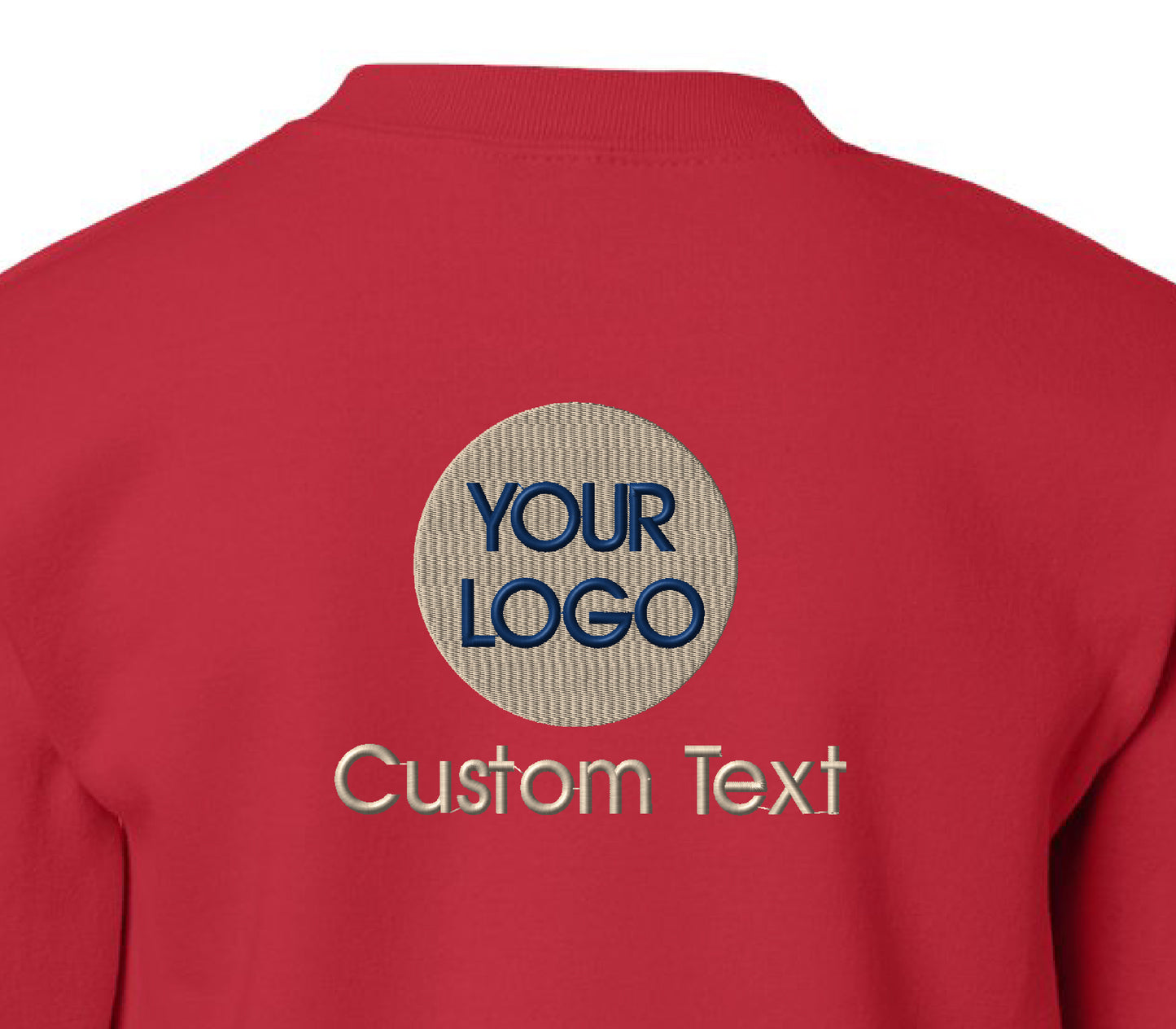 a red sweatshirt with the words your logo on it