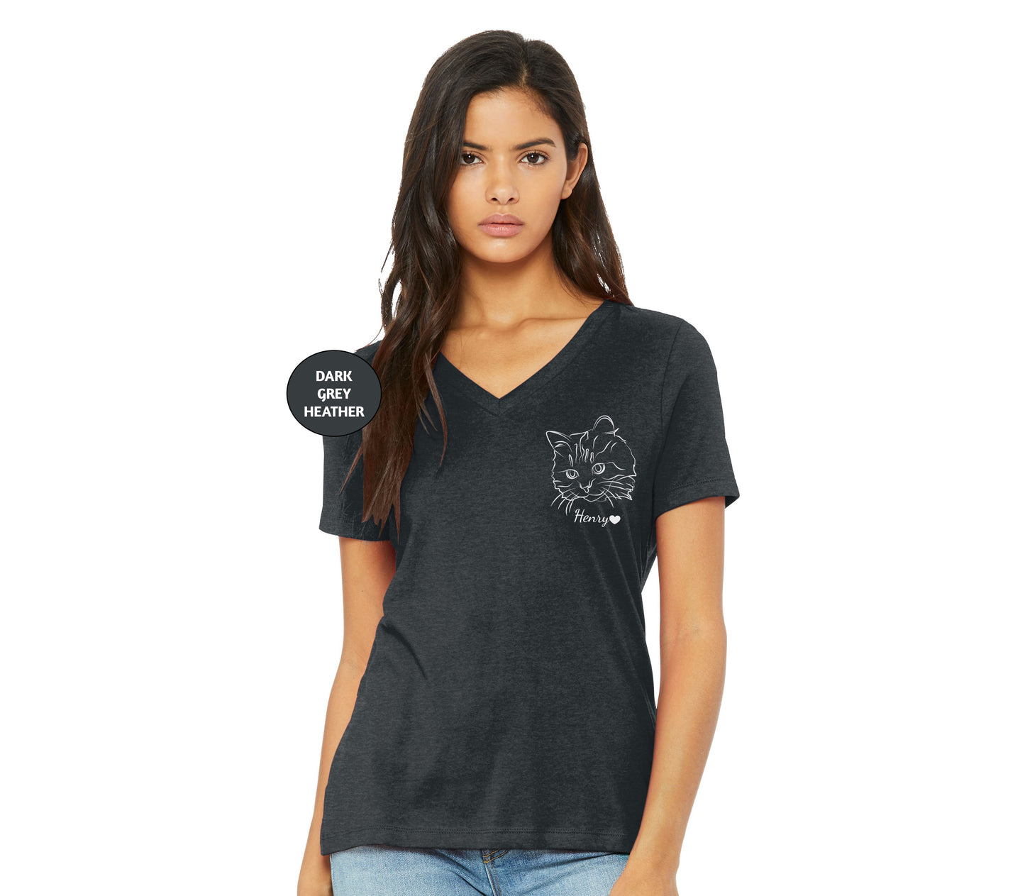 a woman wearing a black shirt with a cat on it