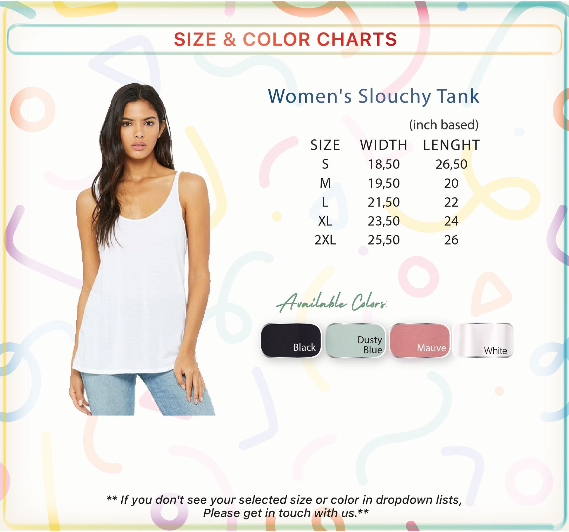 a woman's slouchy tank in sizes