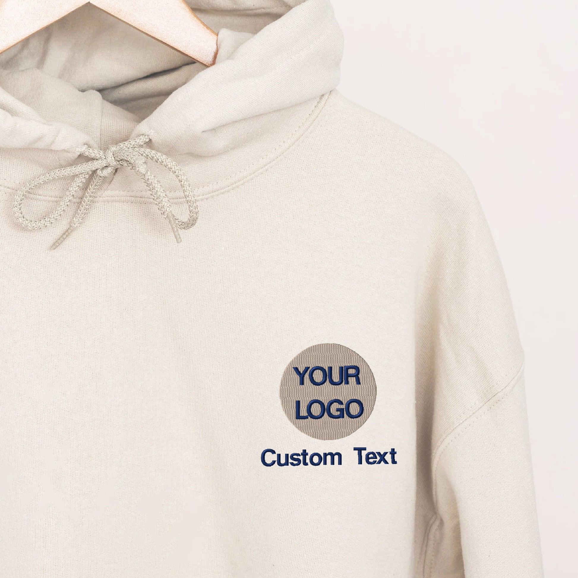 a white hoodie with a custom text on it