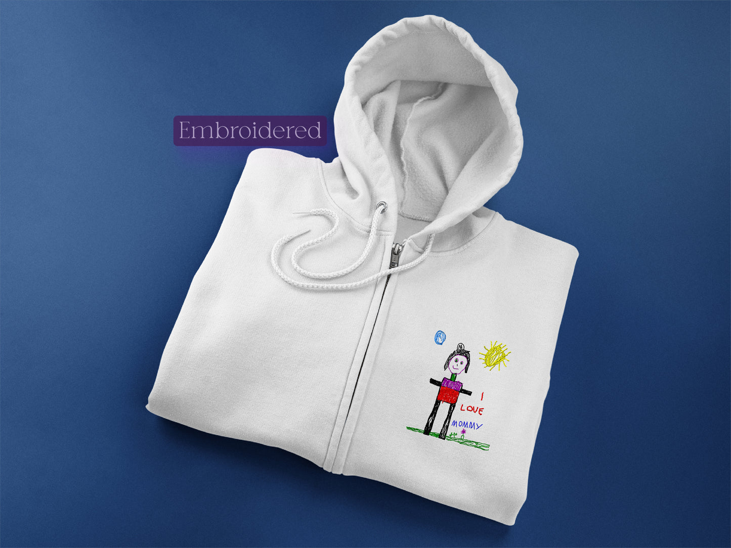 a white hoodie with a picture of a person on it