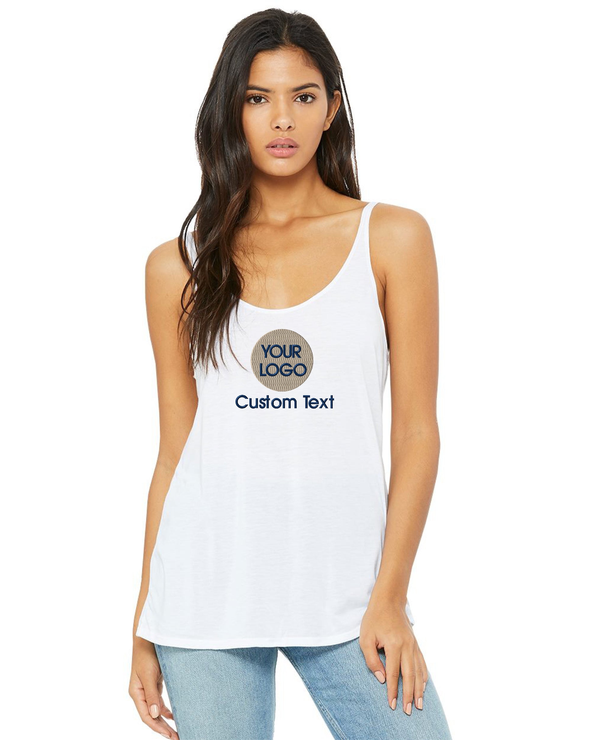 a woman wearing a tank top that says your dog is a custom text