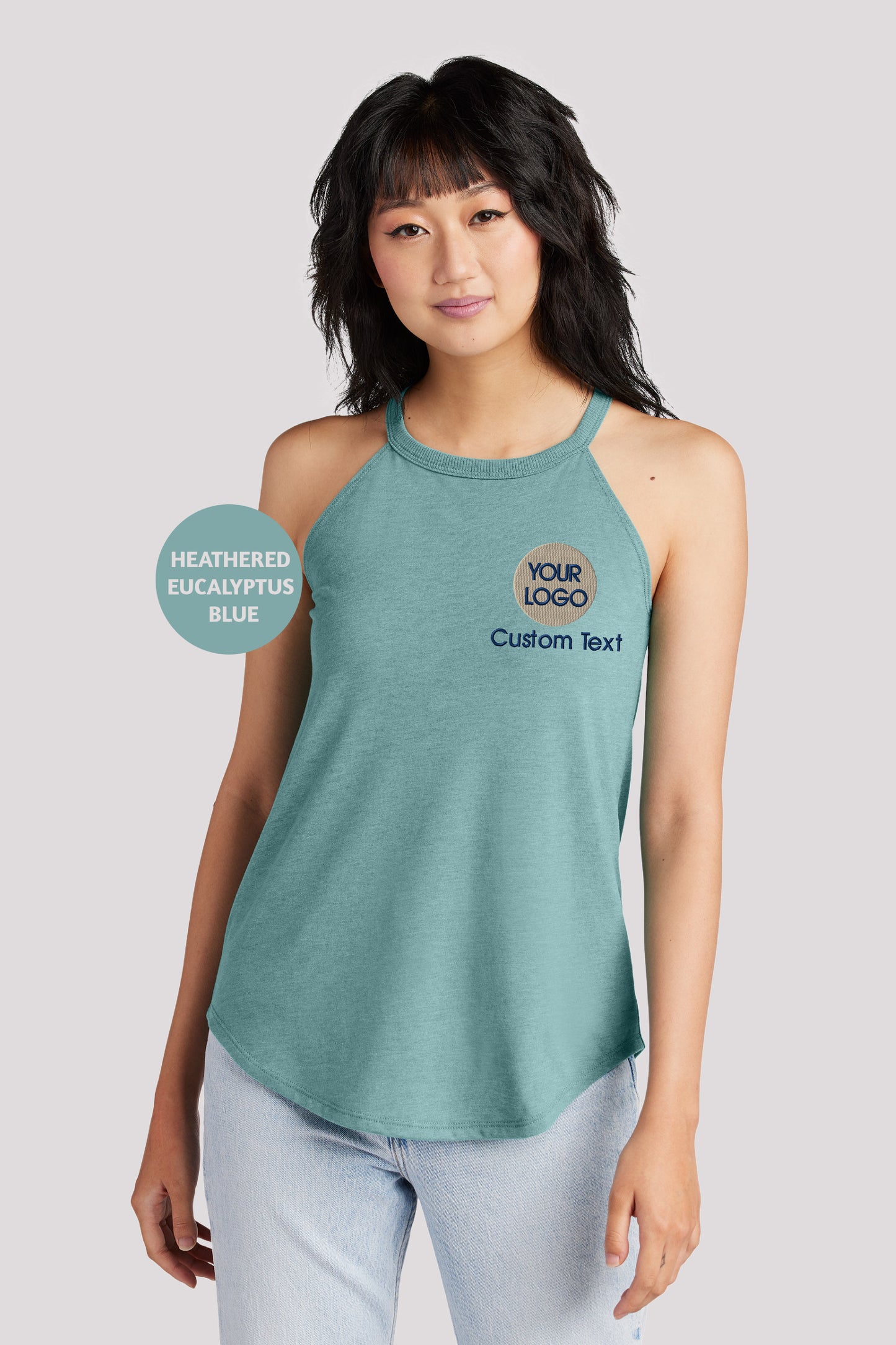 District Rocker Tank For Woman - Custom Logo Embroidery - Perfect for Business, Work Teams, and School Groups