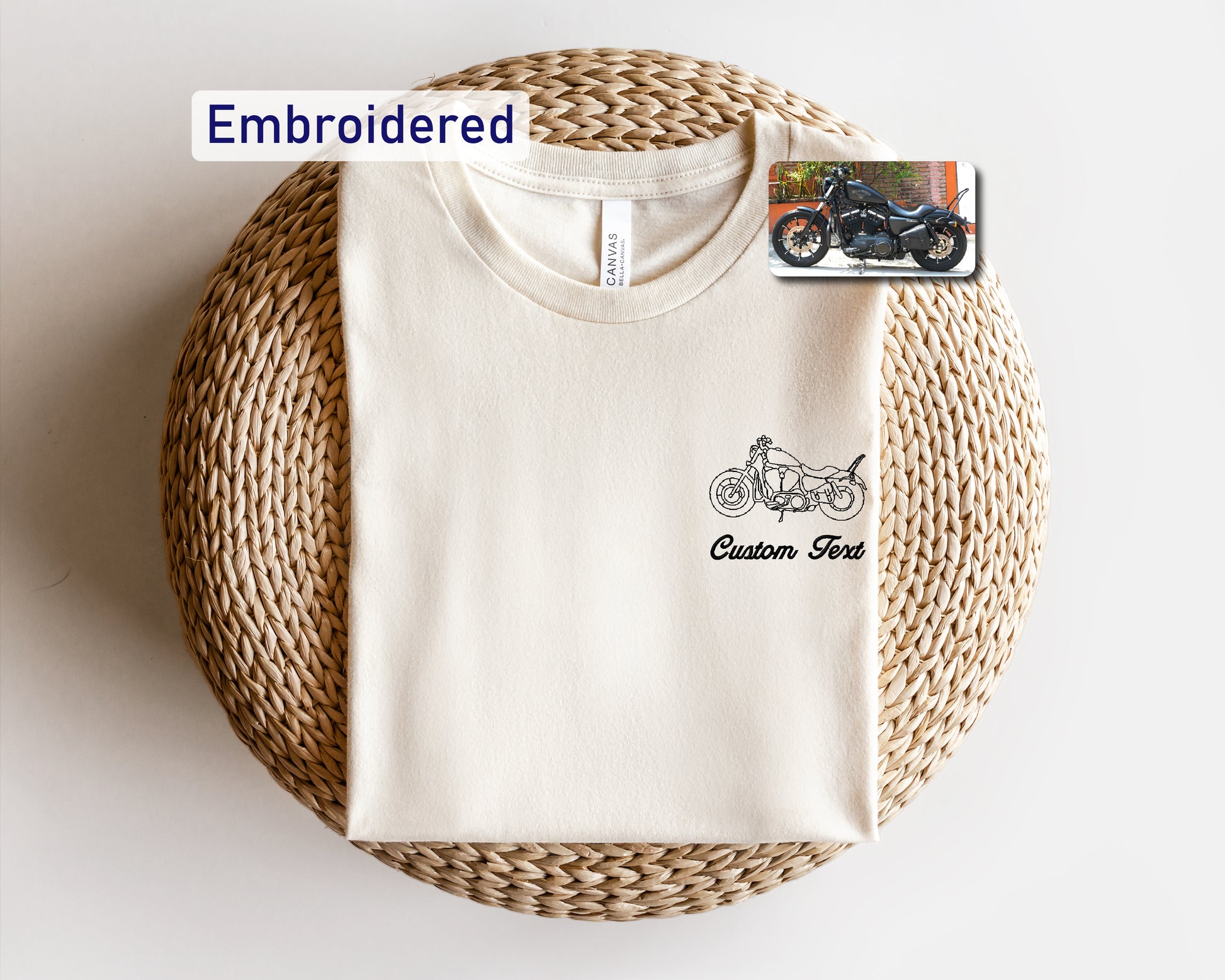 a t - shirt with a picture of a motorcycle on it