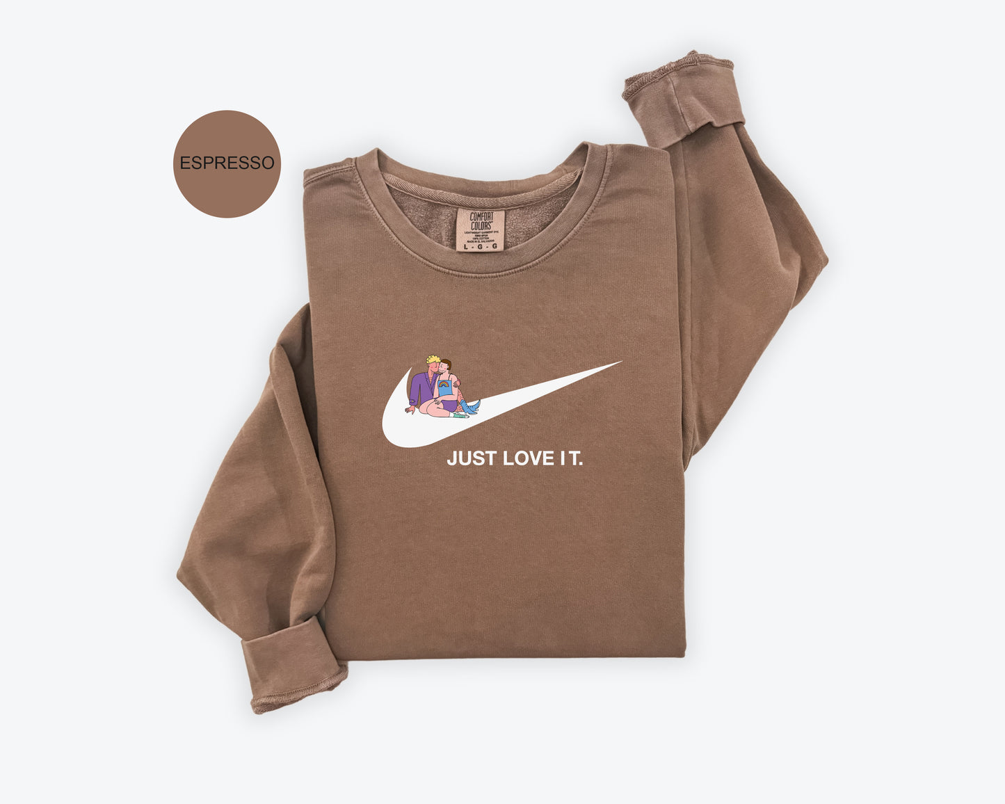 a brown shirt with a white nike logo on it