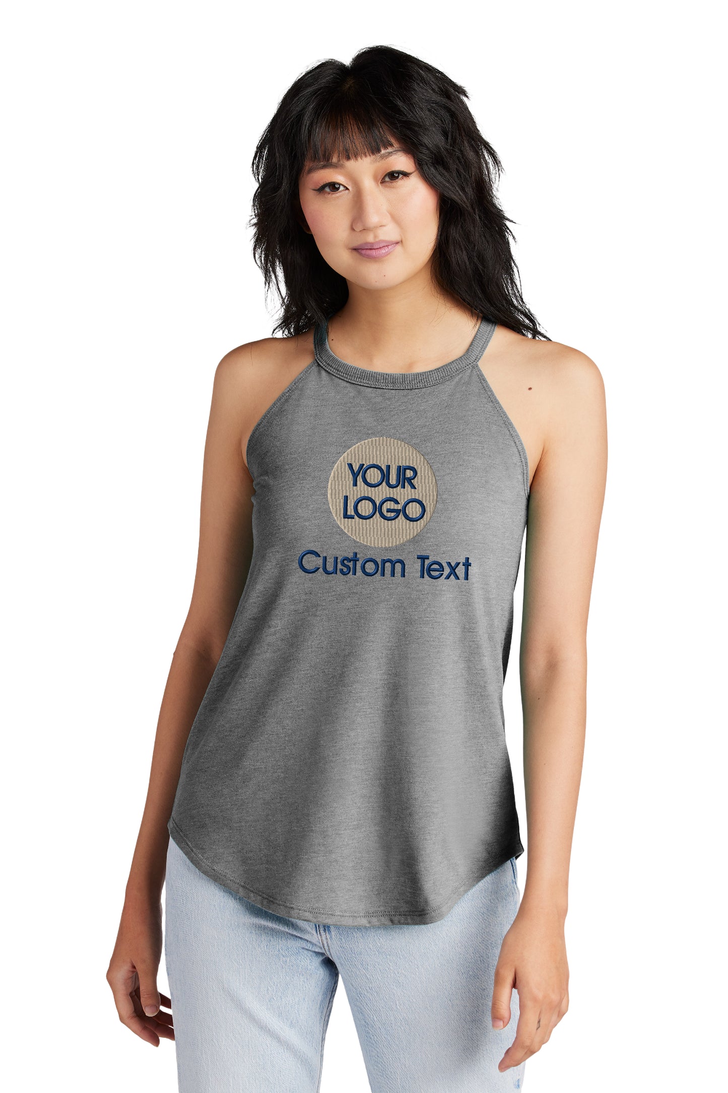 District Rocker Tank For Woman - Custom Logo Embroidery - Perfect for Business, Work Teams, and School Groups