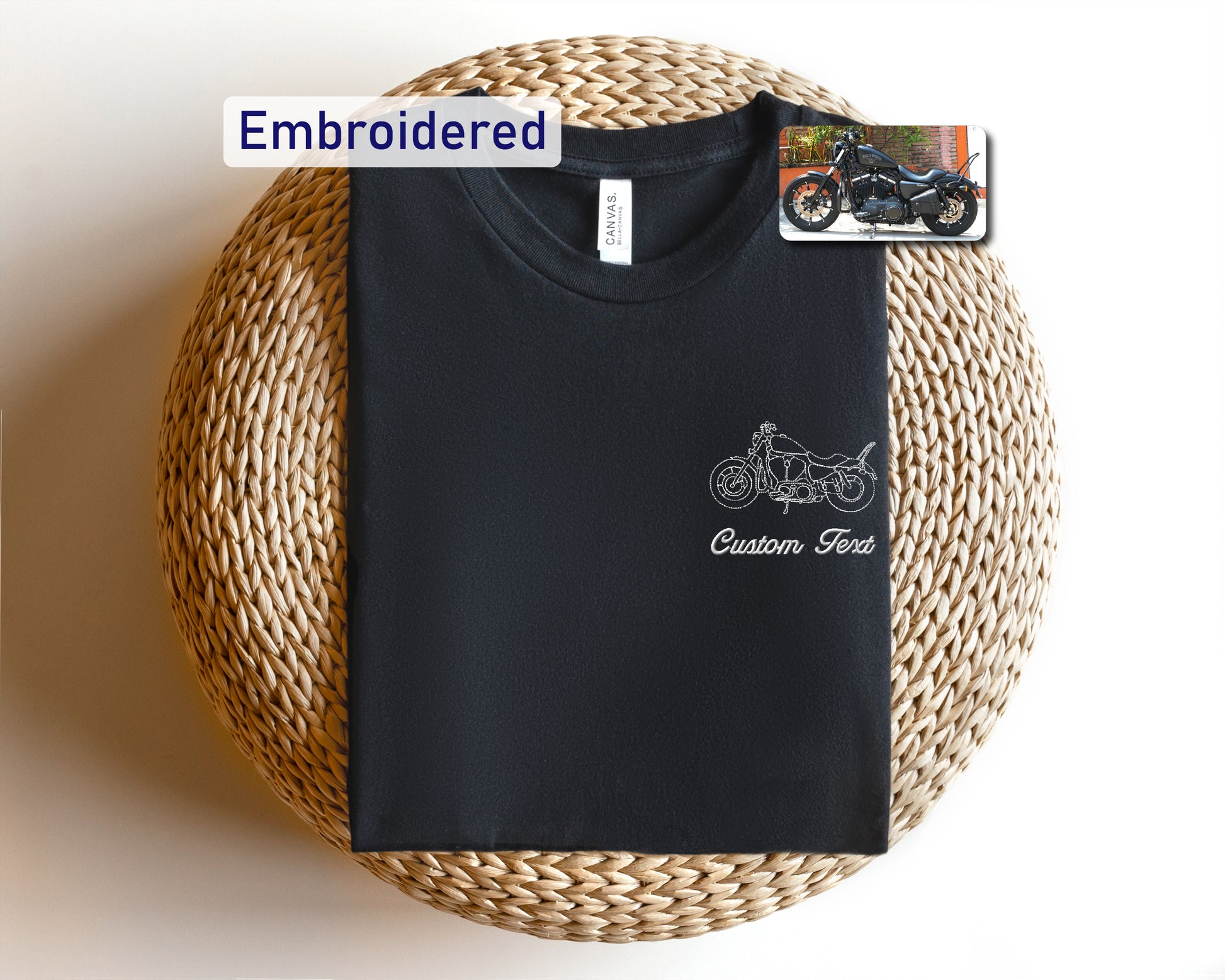 a t - shirt with a picture of a motorcycle on it