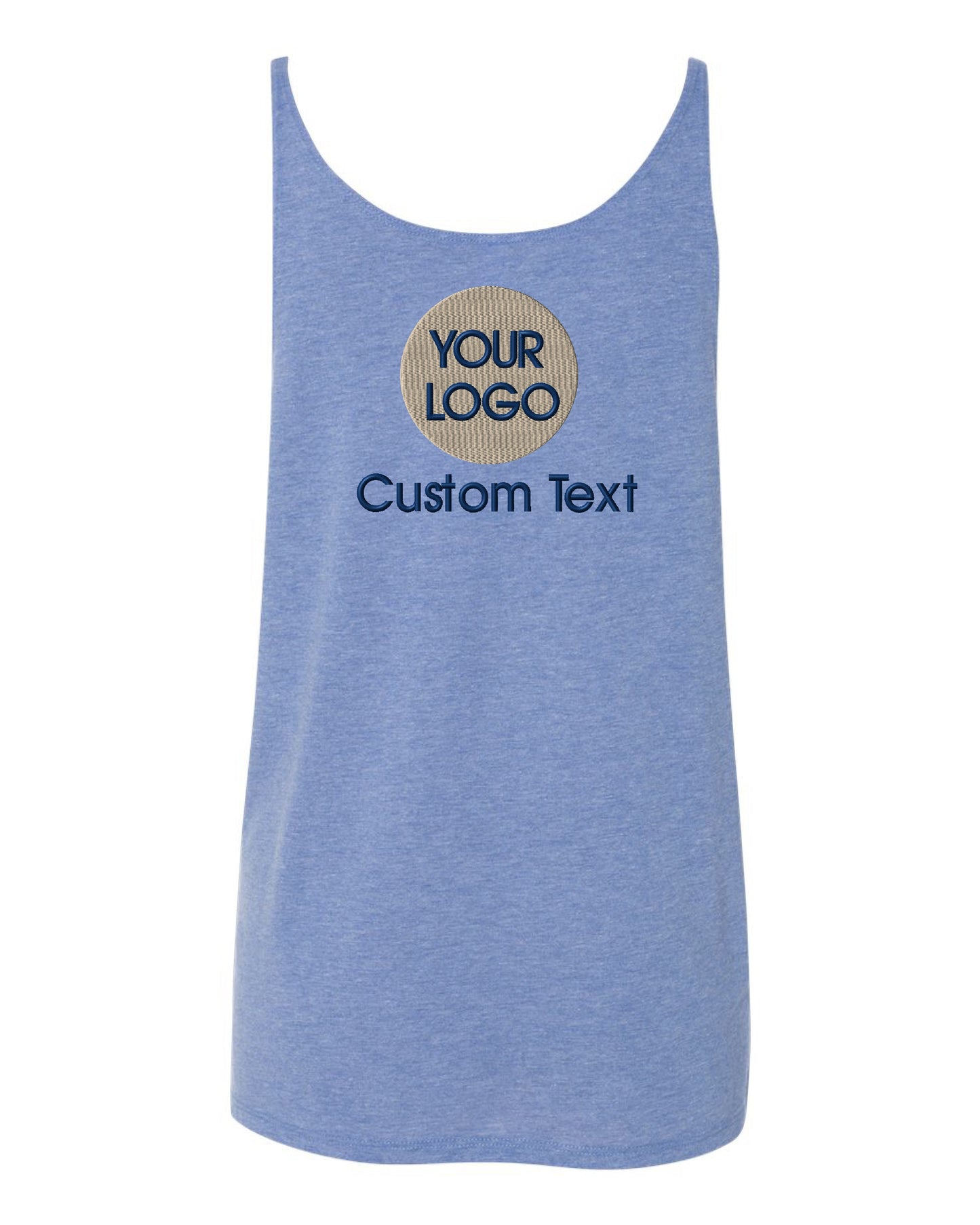 a women's tank top with a custom text