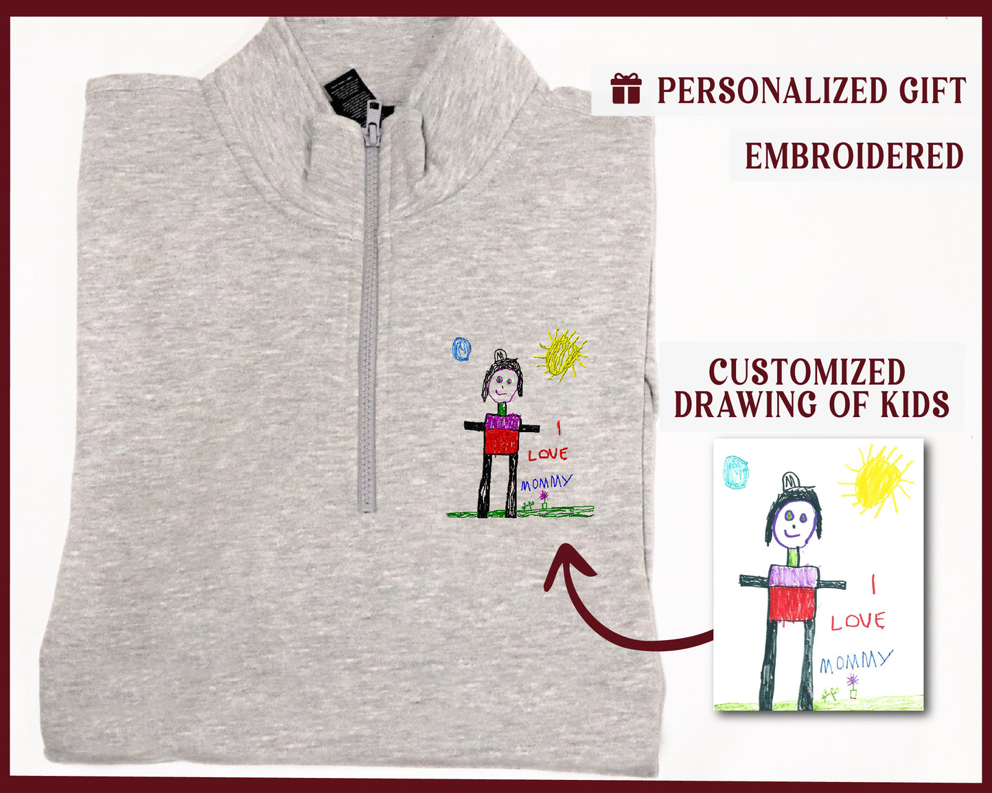 a child's hoodie with a drawing of a person on it