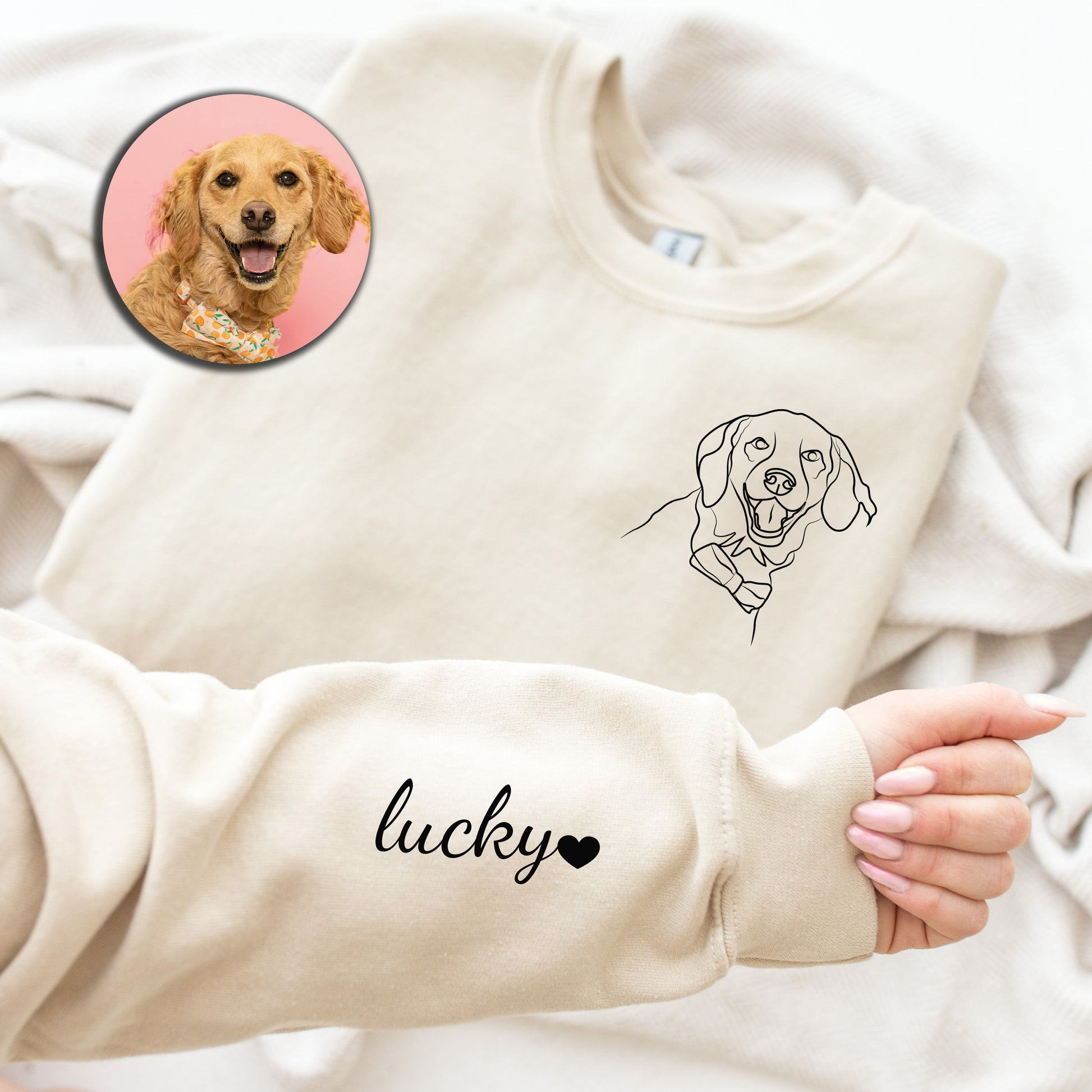 a person holding a dog's shirt with a picture of a dog on it