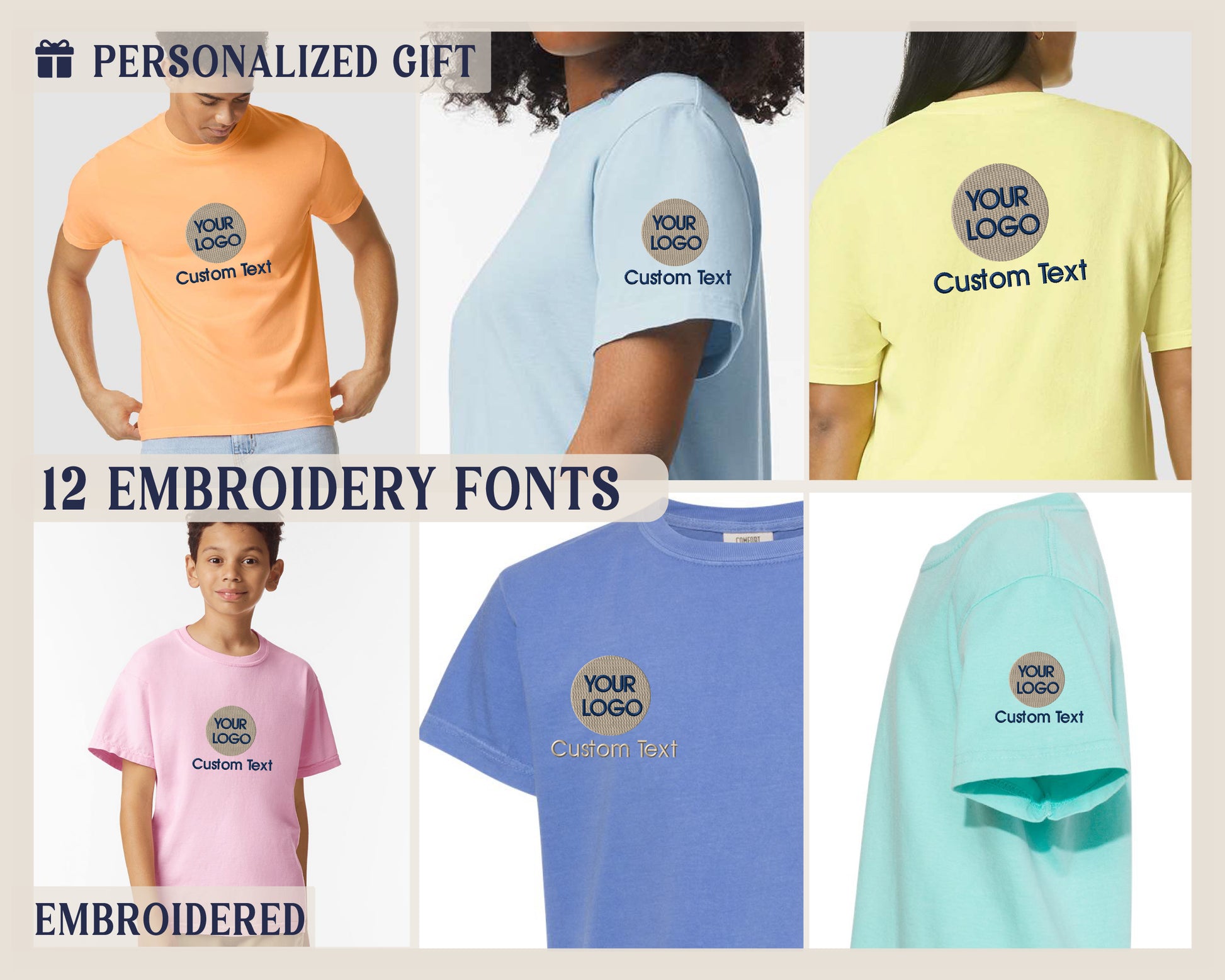 a group of people wearing different colored shirts