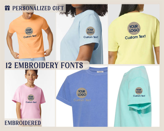 a group of people wearing different colored shirts