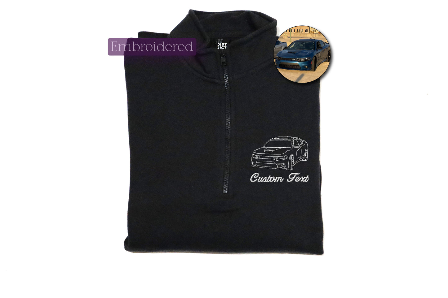 a black jacket with a picture of a car on it