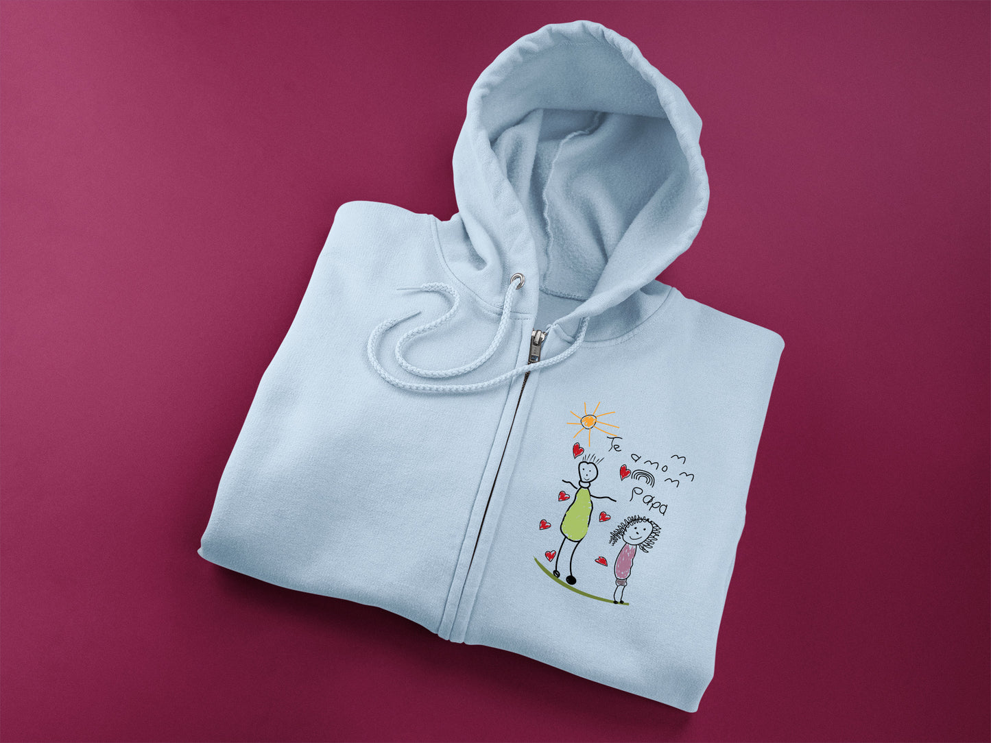 a white hoodie with a picture of a girl and a bird on it