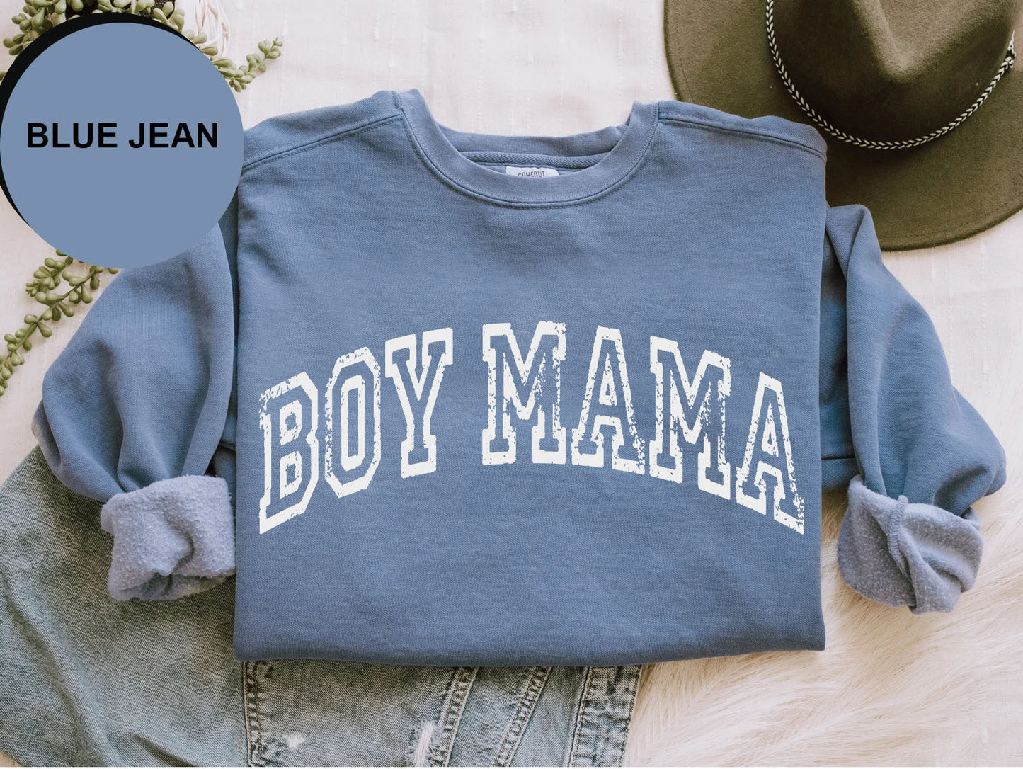 a blue shirt with the word boy mama on it