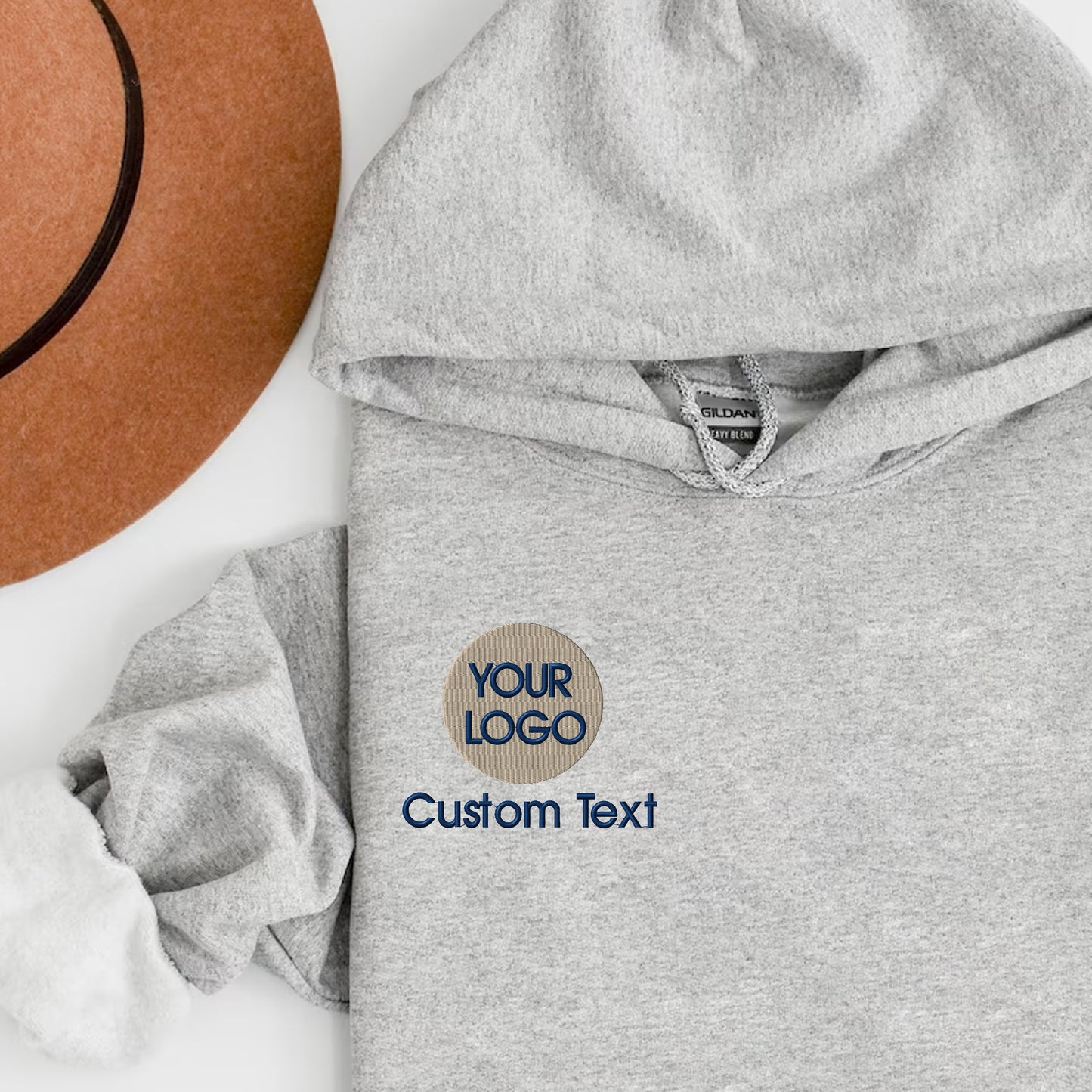 a gray hoodie with a custom text on it
