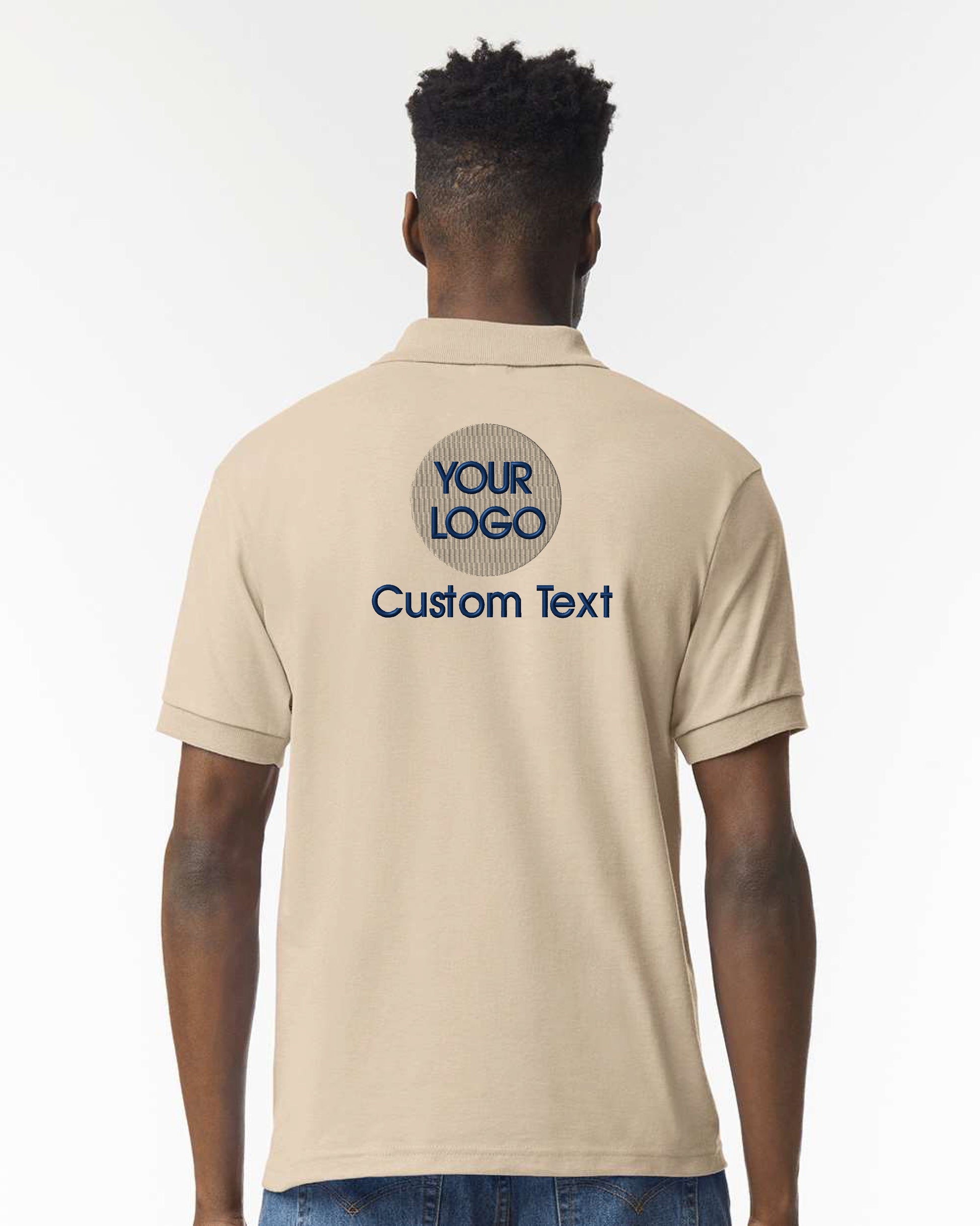 a man wearing a t - shirt with a logo on it