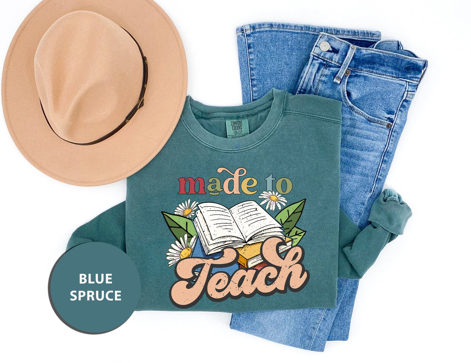 a pair of jeans, a hat, and a t - shirt with the words