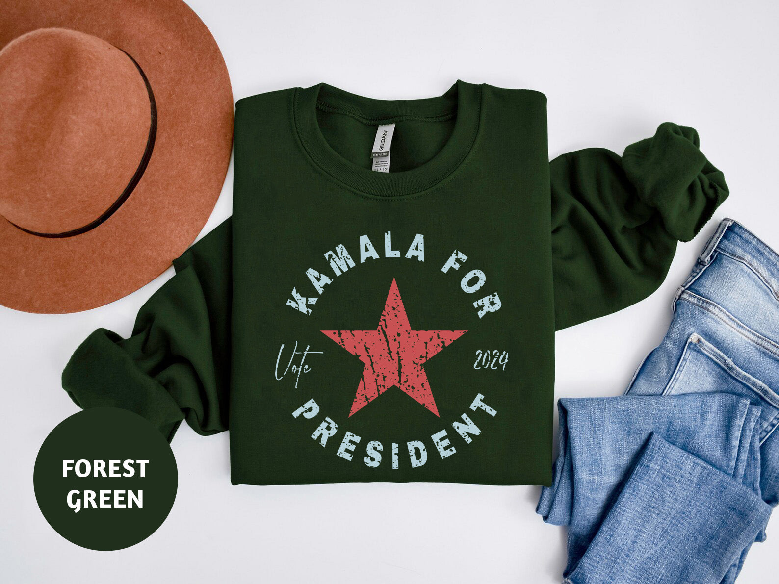 a green shirt with a red star on it