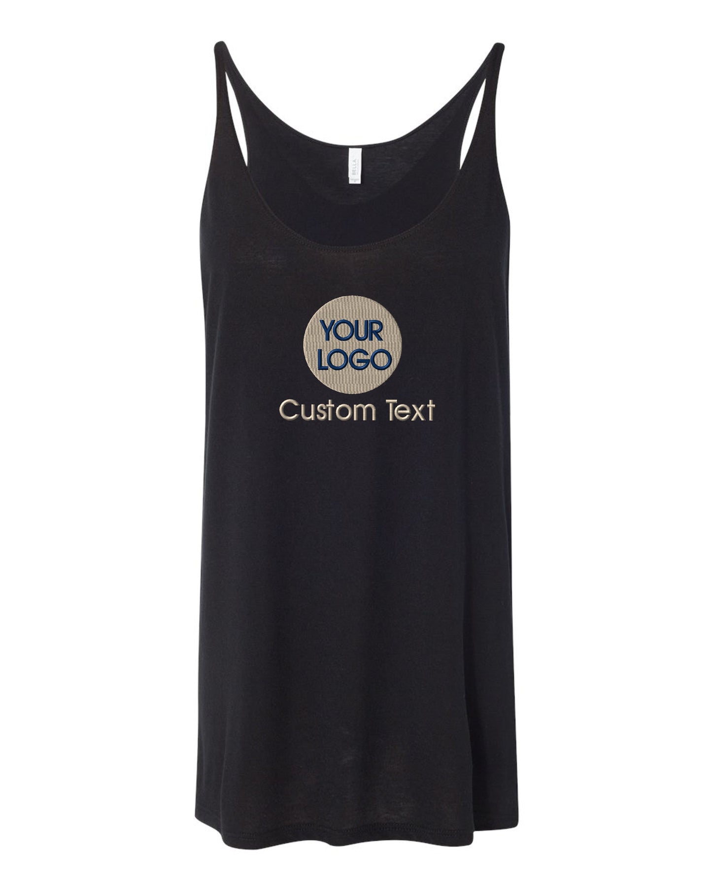 a women's tank top with a custom text