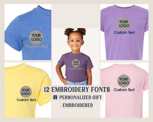 a group of children's t - shirts with custom text