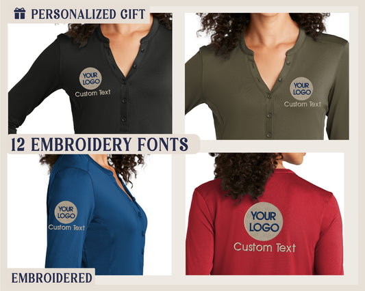 a group of four women's shirts with buttons on them